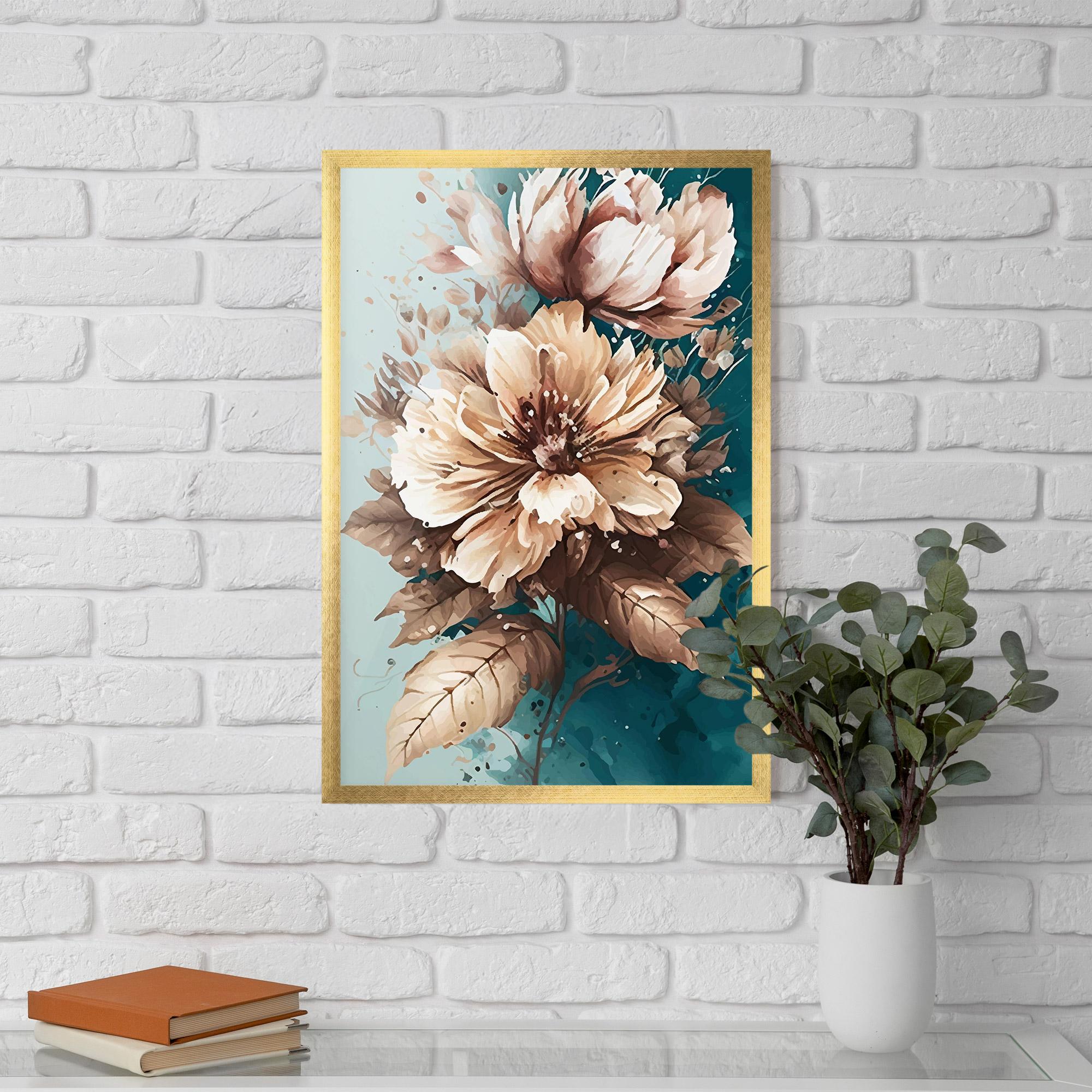Plakat w Ramie Flower Green Watercolor mockup 5