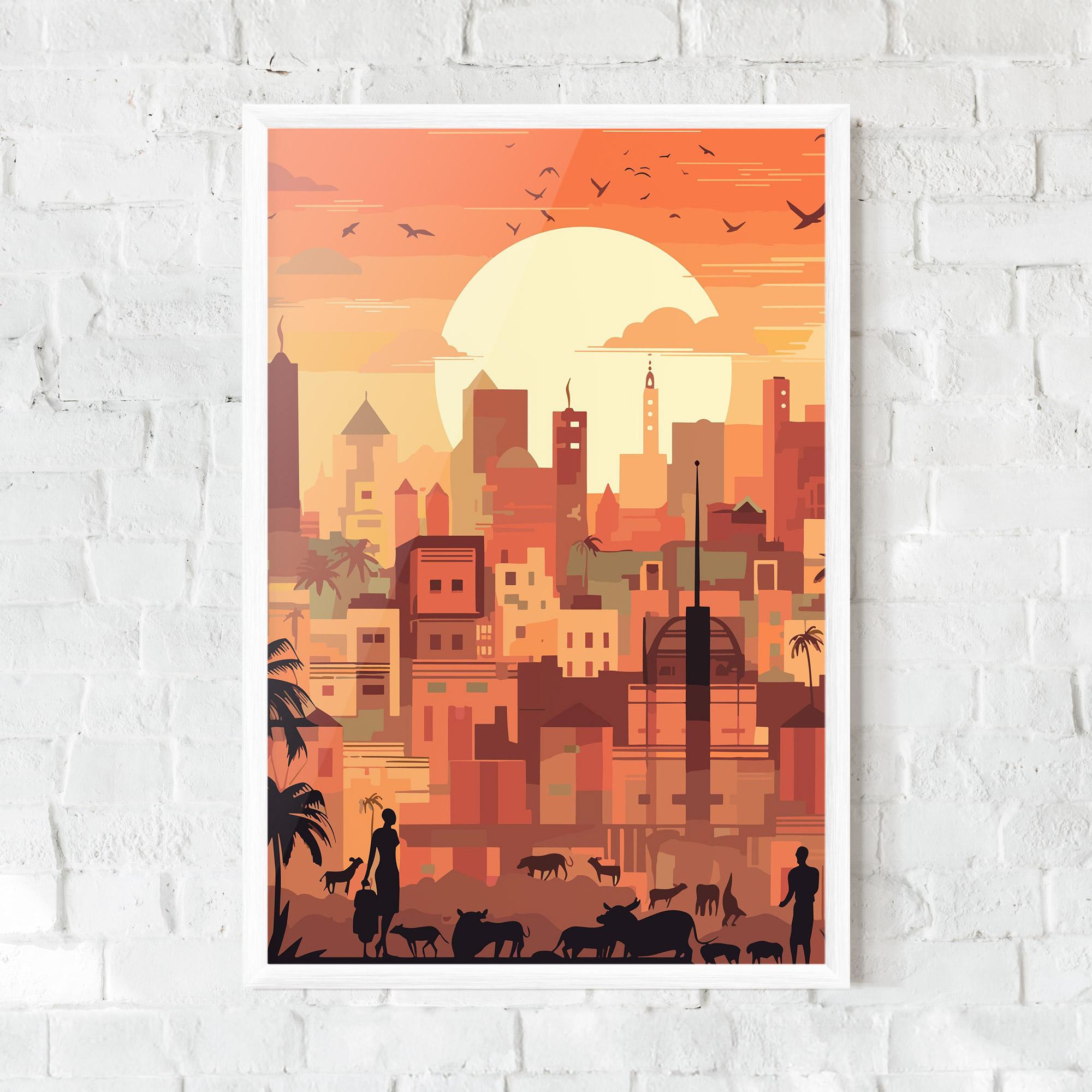 Plakat w Ramie Africa City Sunset mockup 0