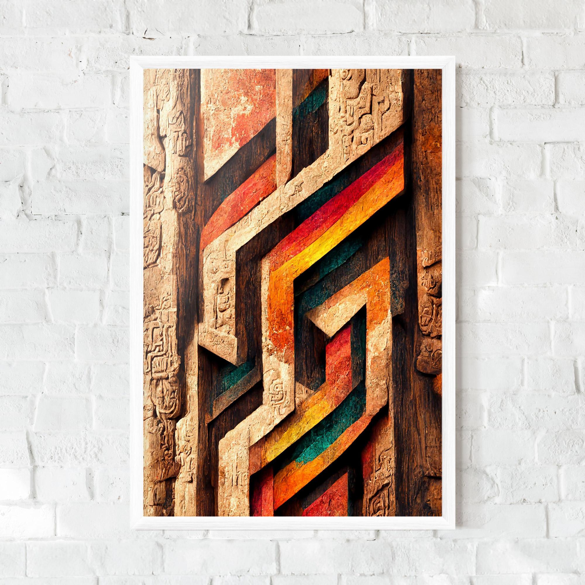 Plakat w Ramie Mayan Style Wood mockup 0
