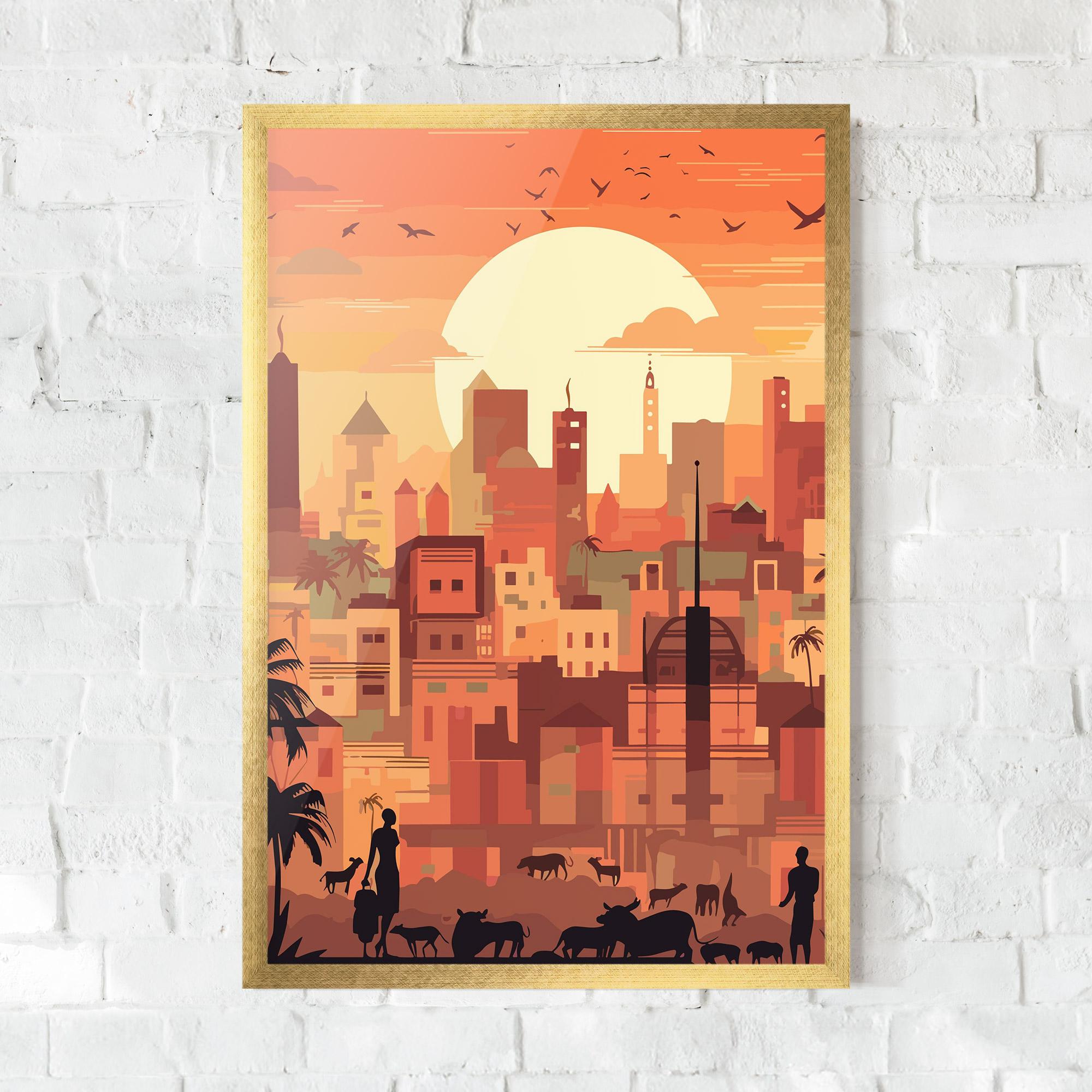 Plakat w Ramie Africa City Sunset mockup 0