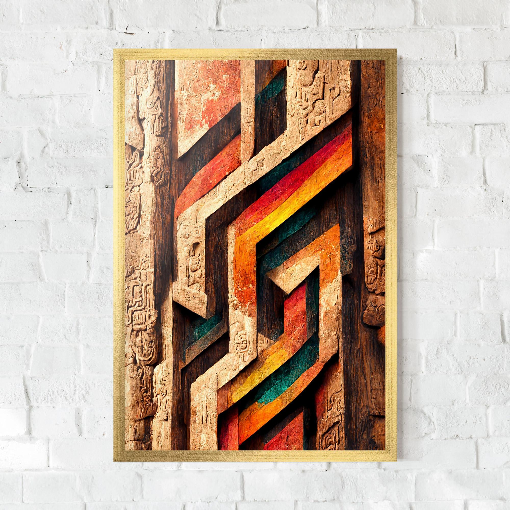 Plakat w Ramie Mayan Style Wood mockup 0
