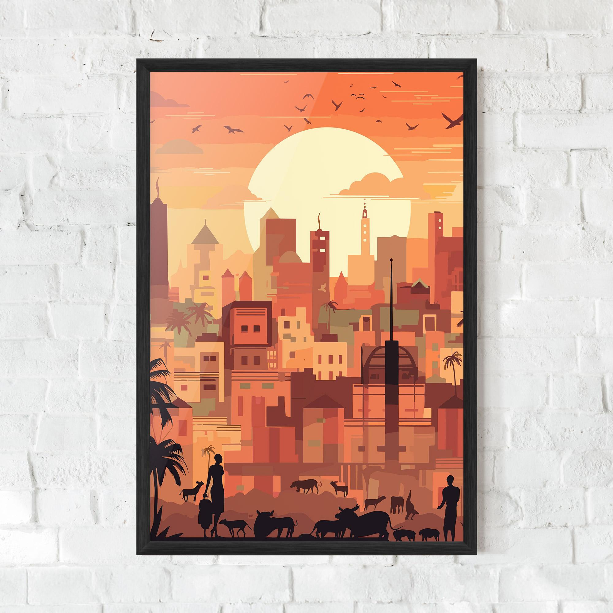 Plakat w Ramie Africa City Sunset mockup 0