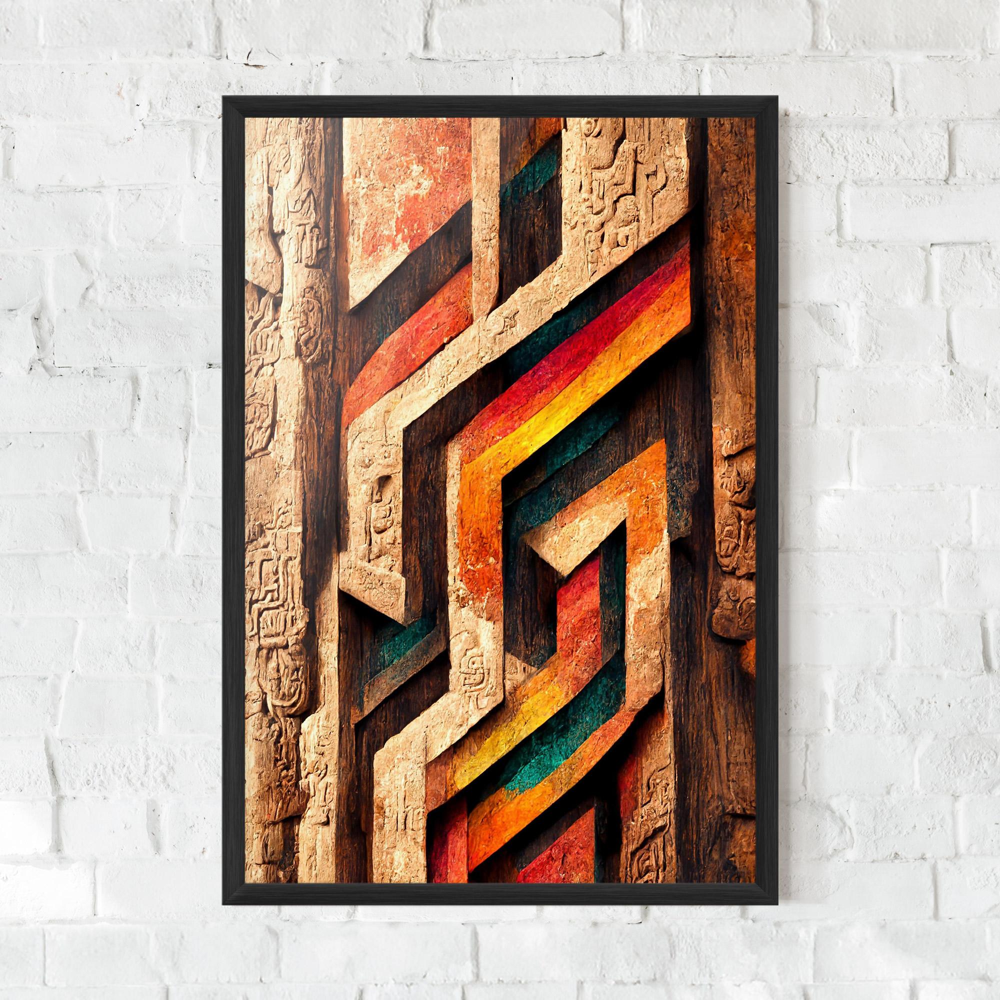Plakat w Ramie Mayan Style Wood mockup 0