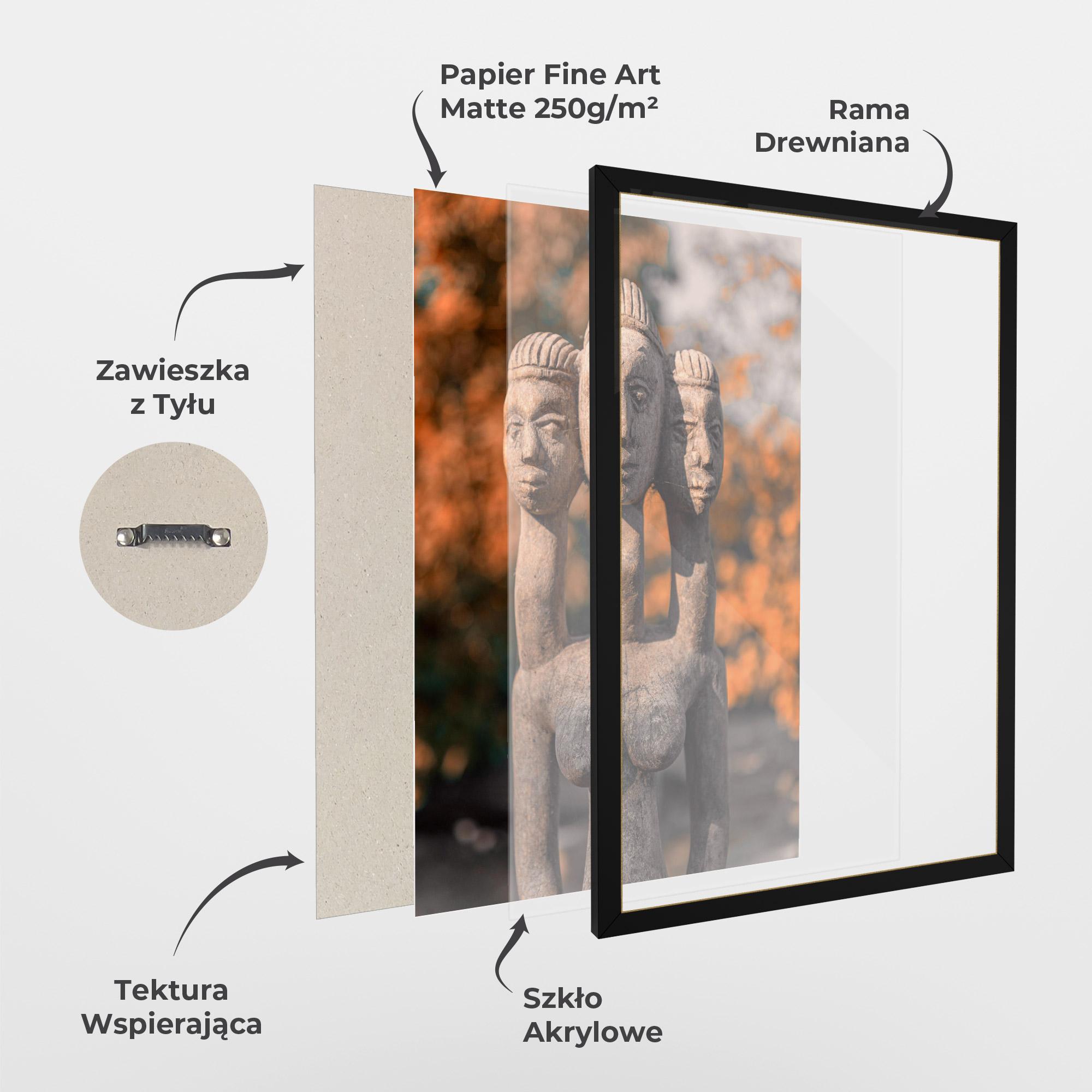 Plakat w Ramie Three Heads Statue mockup 1