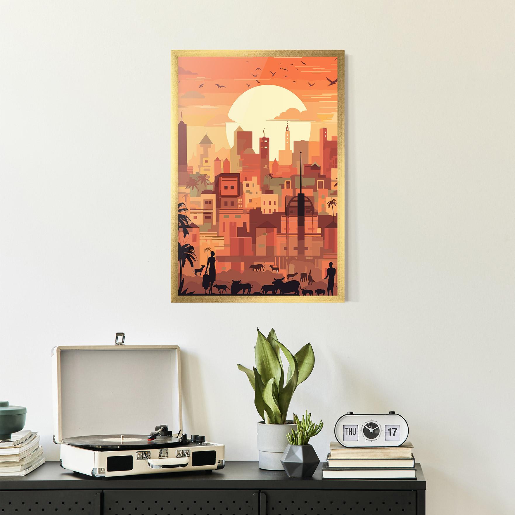Plakat w Ramie Africa City Sunset mockup 2