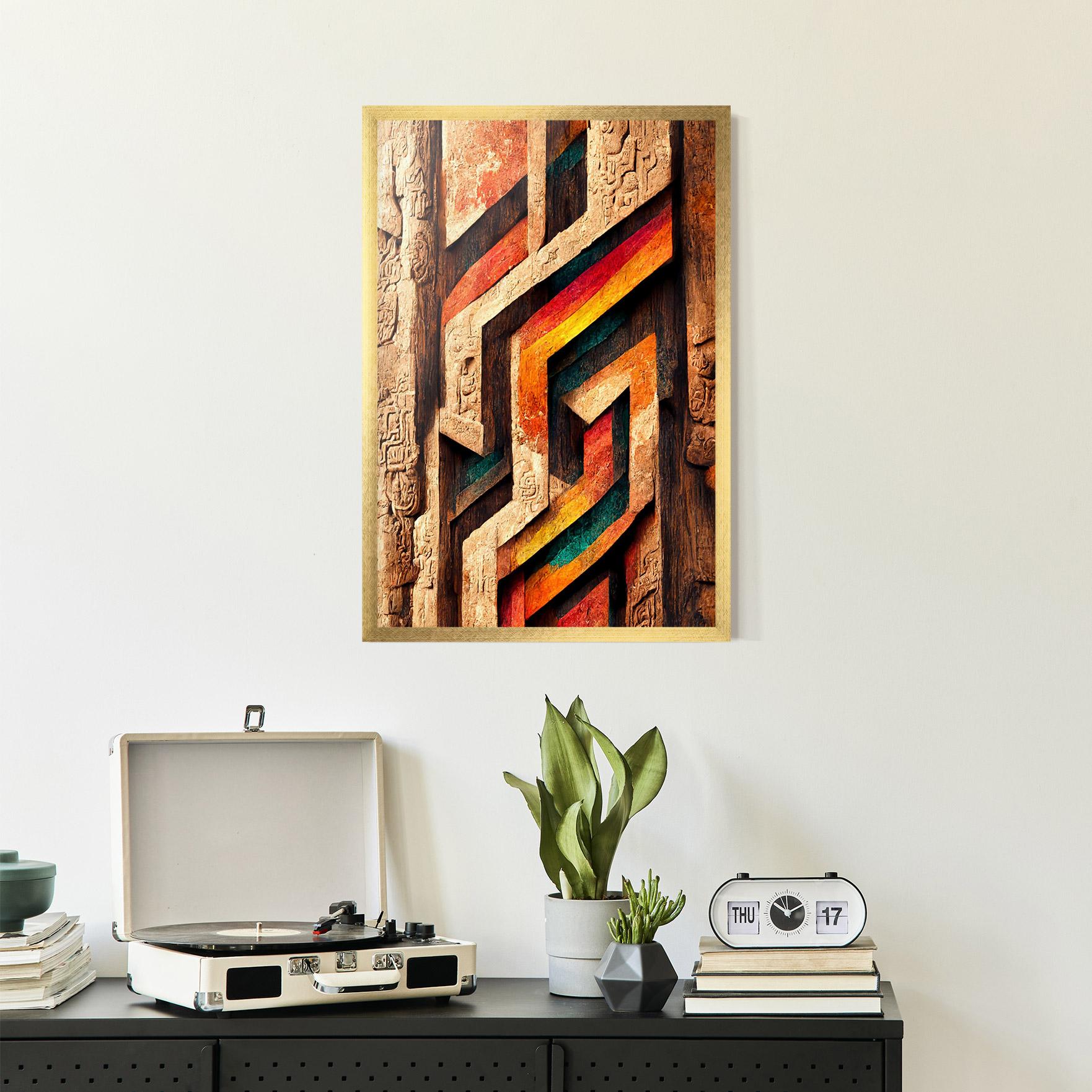 Plakat w Ramie Mayan Style Wood mockup 2
