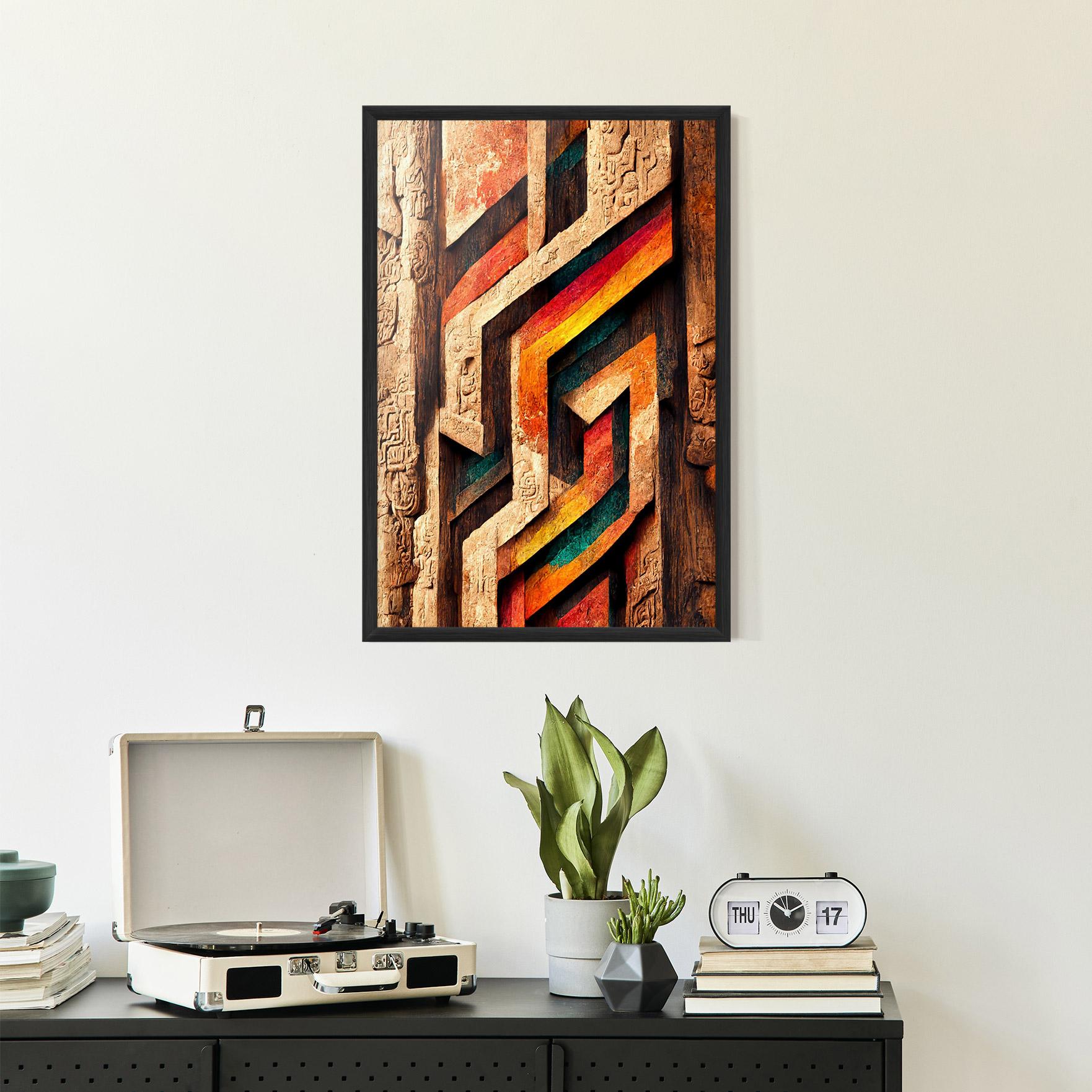 Plakat w Ramie Mayan Style Wood mockup 2