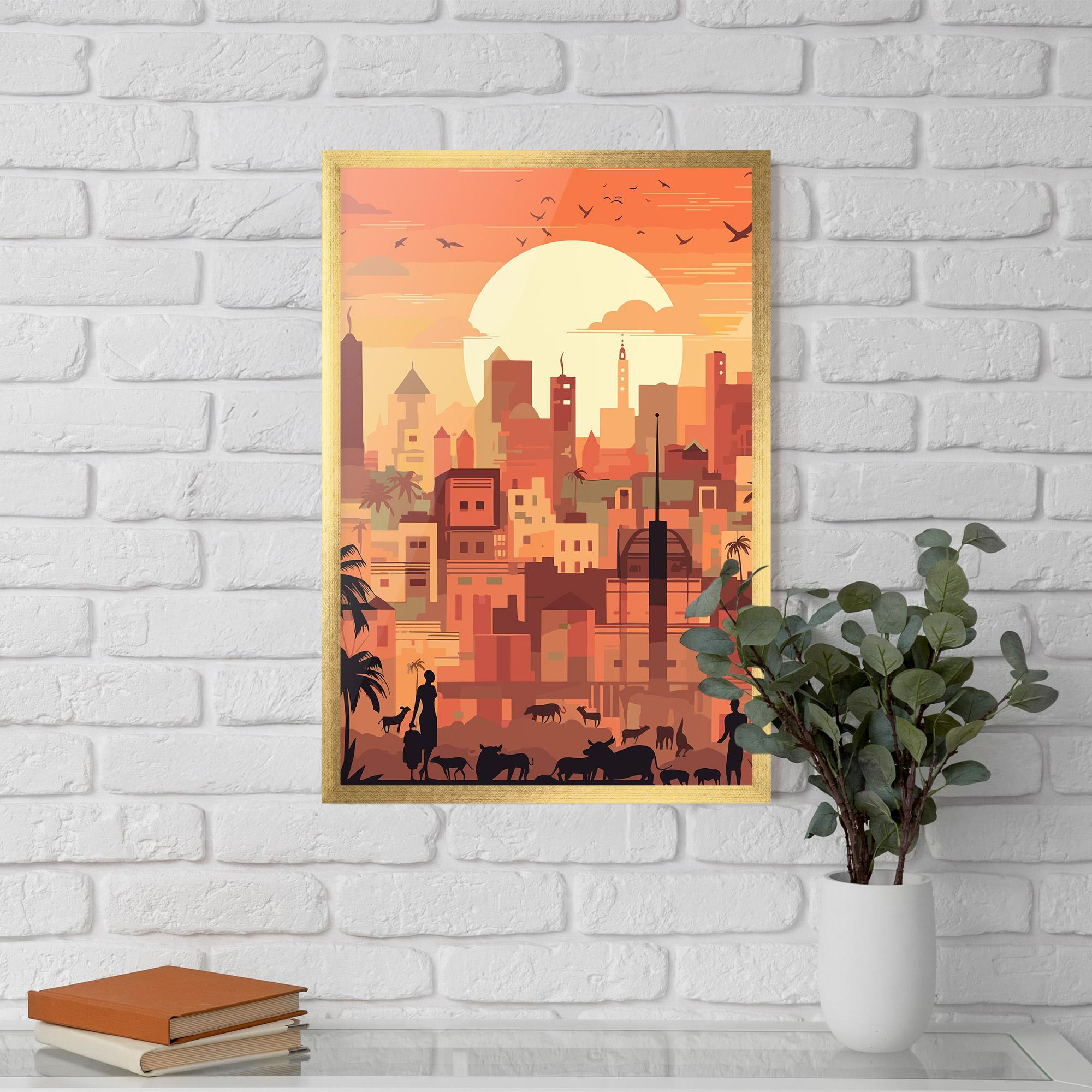 Plakat w Ramie Africa City Sunset mockup 5