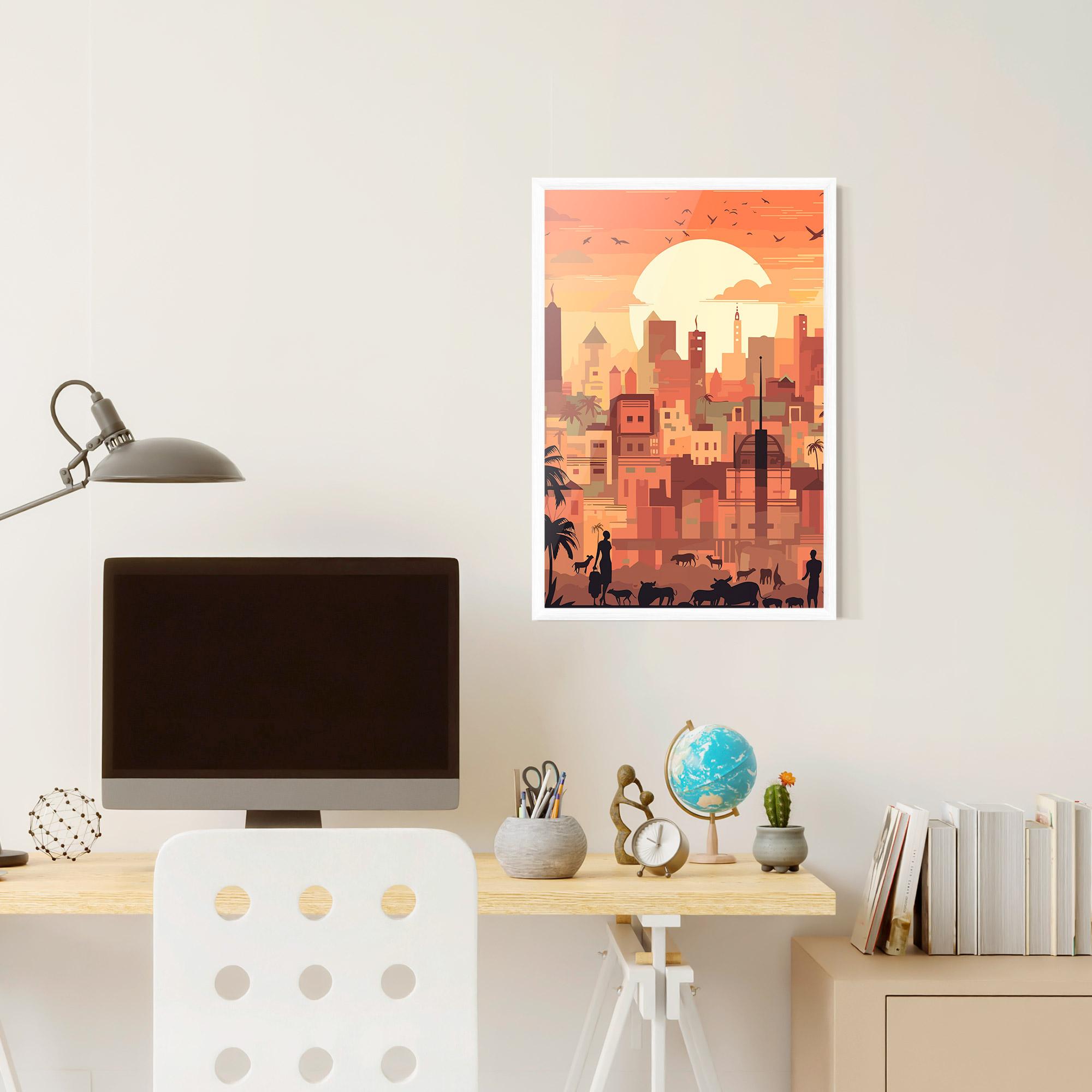 Plakat w Ramie Africa City Sunset mockup 6
