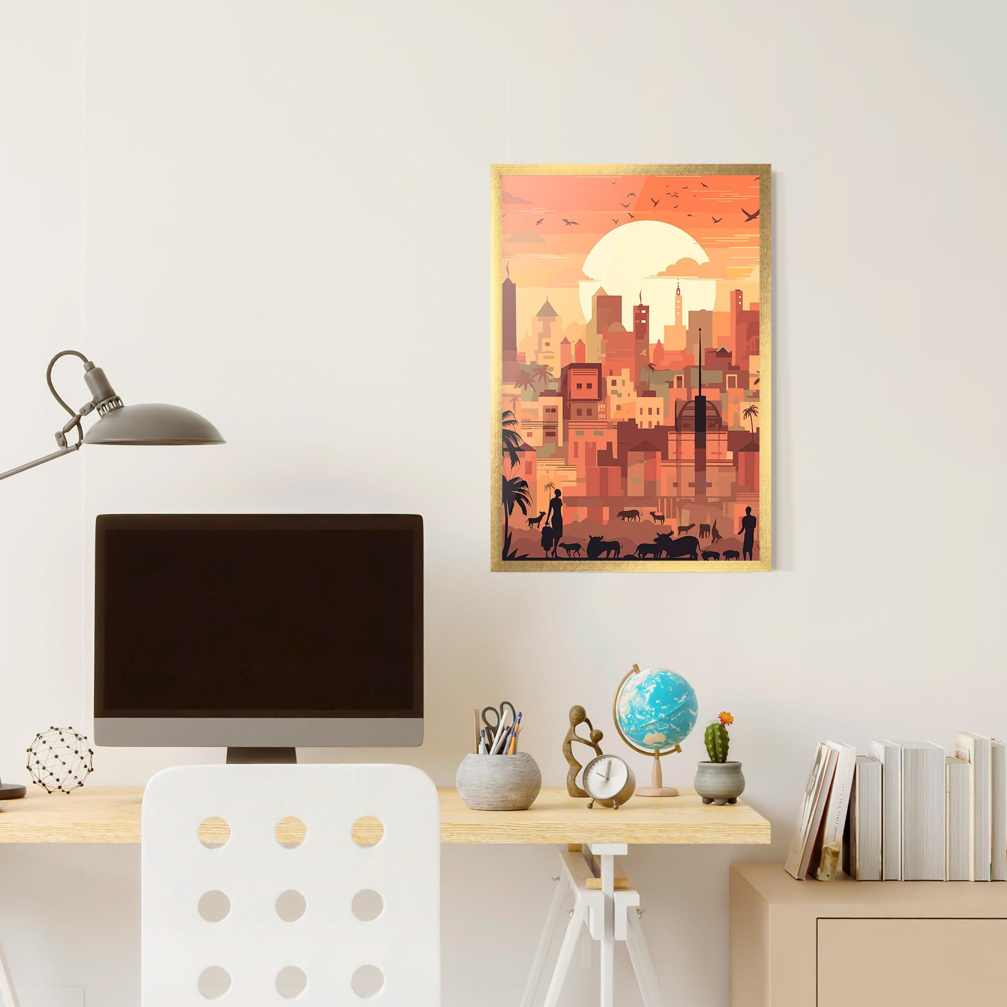 Plakat w Ramie Africa City Sunset mockup 6