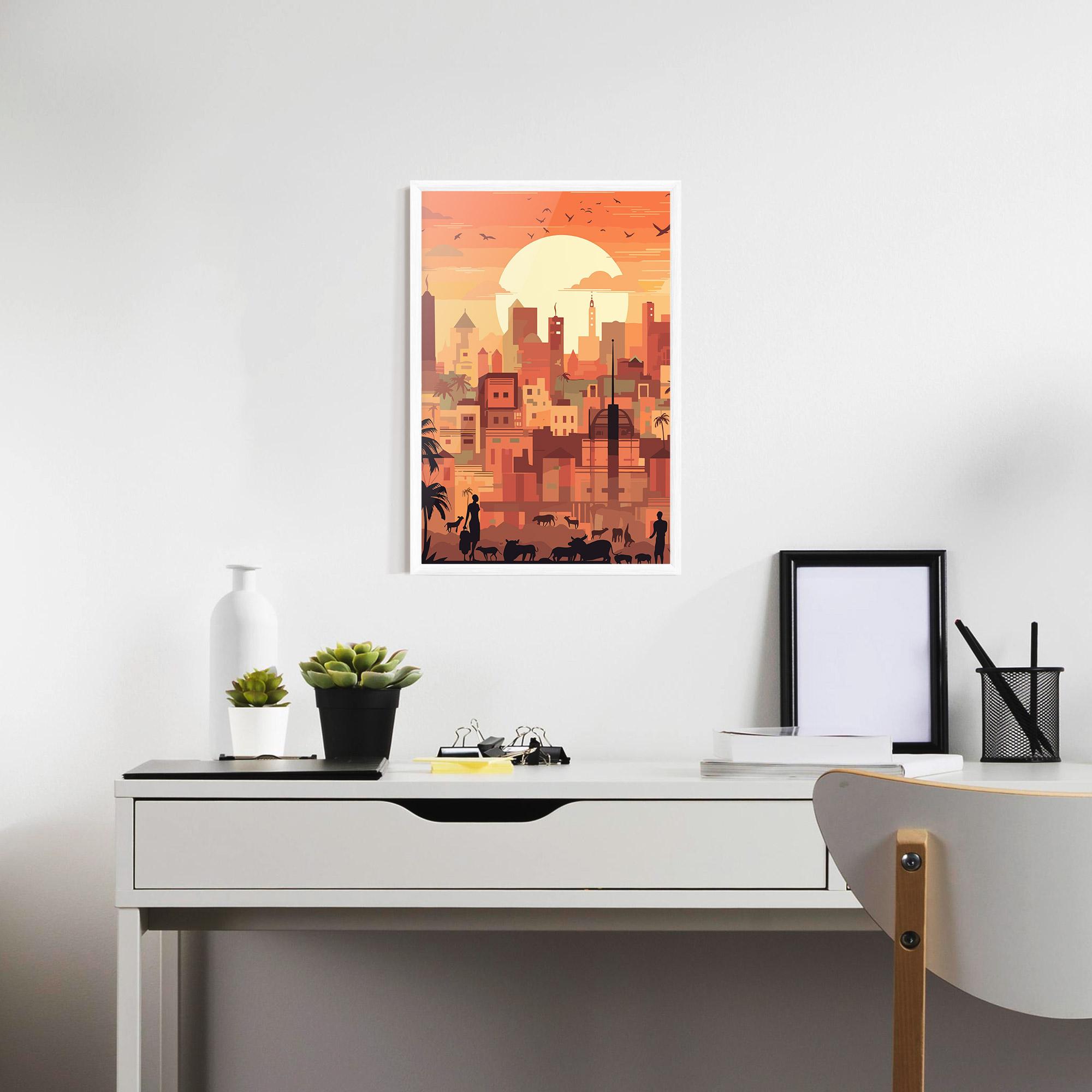 Plakat w Ramie Africa City Sunset mockup 7