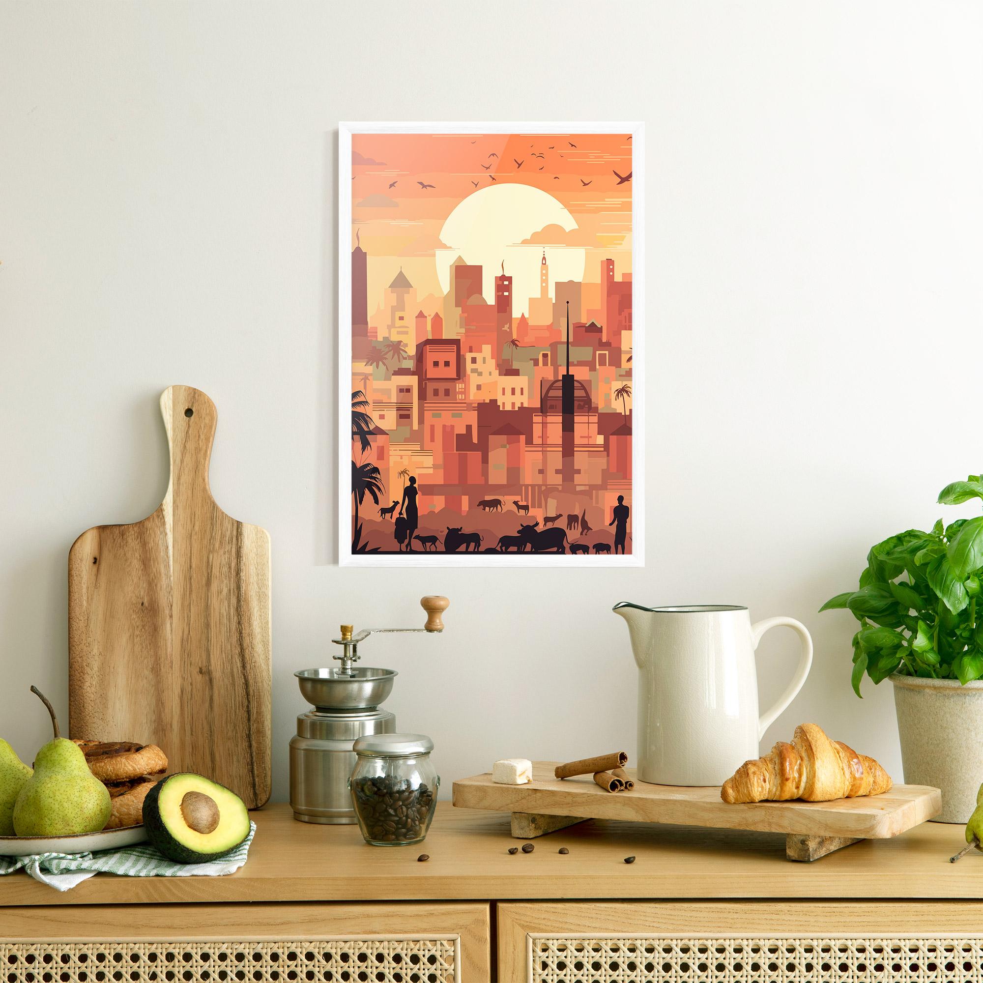 Plakat w Ramie Africa City Sunset mockup 8