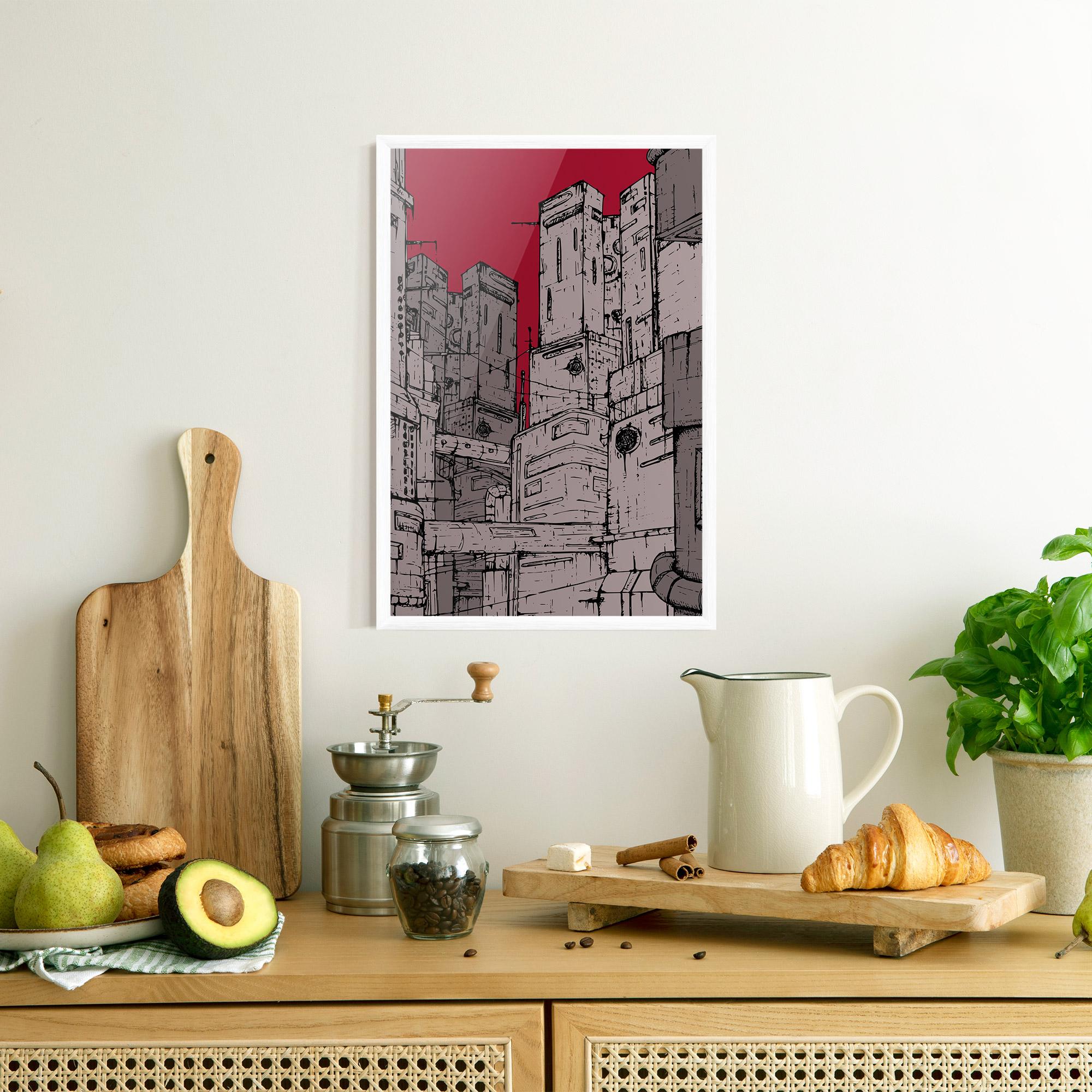 Plakat w Ramie Grey Red City mockup 8