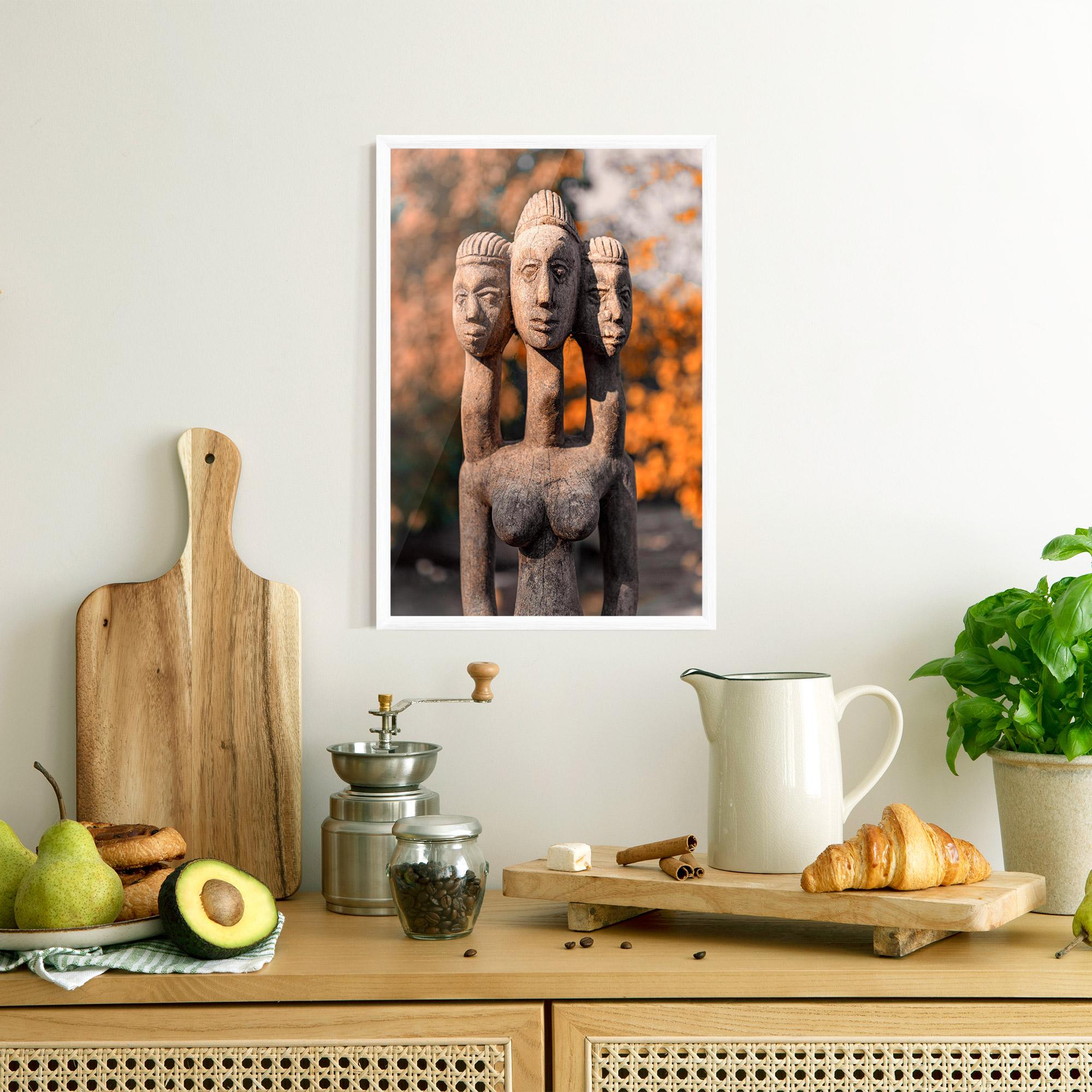 Plakat w Ramie Three Heads Statue mockup 8