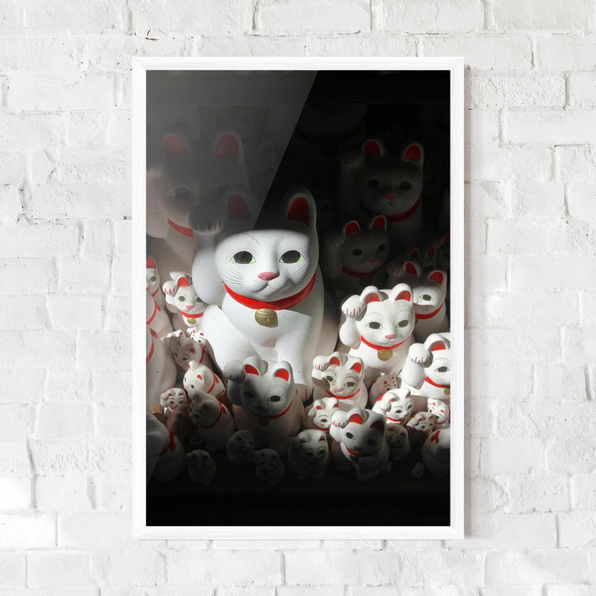 Plakat w Ramie White Lucky Cats mockup 0