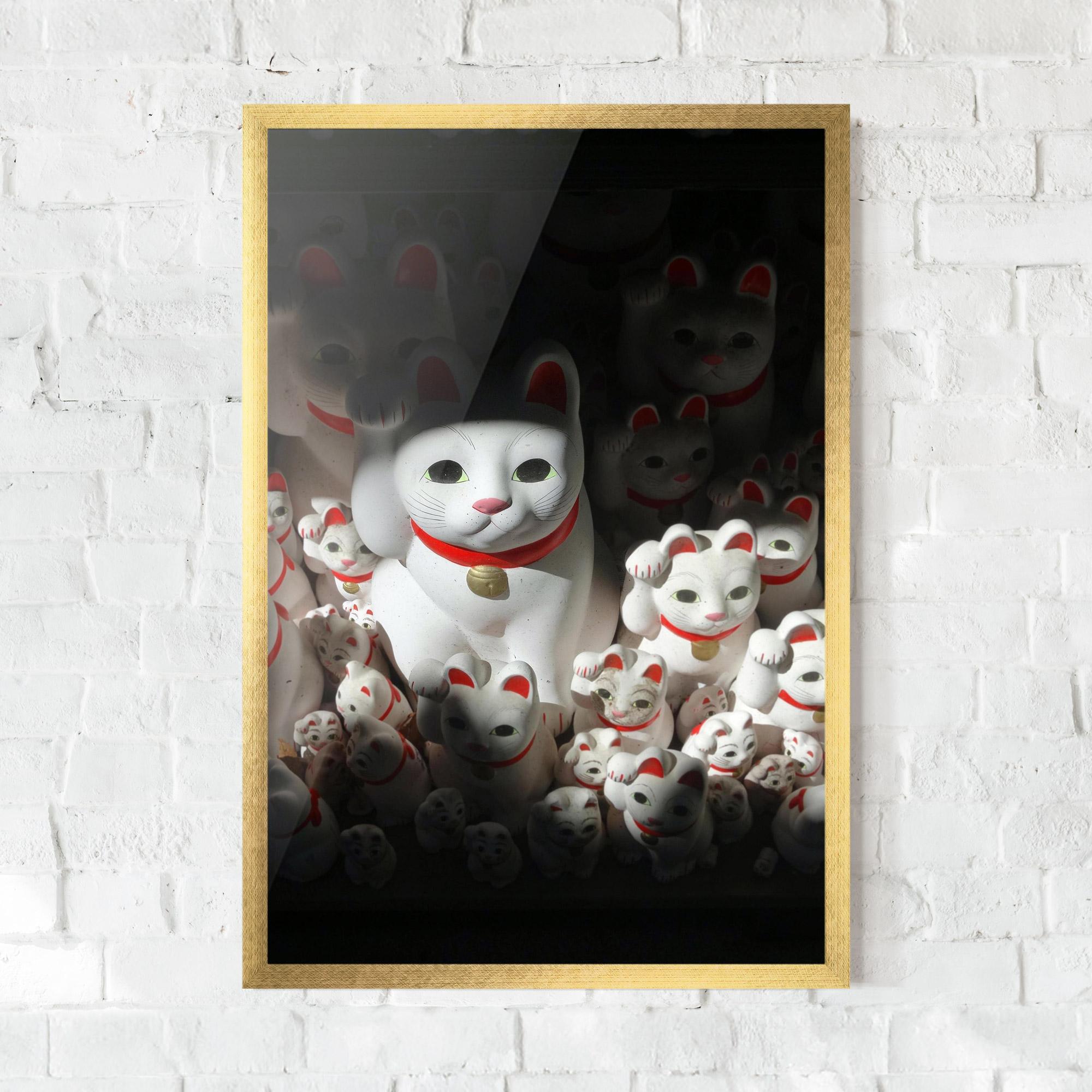 Plakat w Ramie White Lucky Cats mockup 0