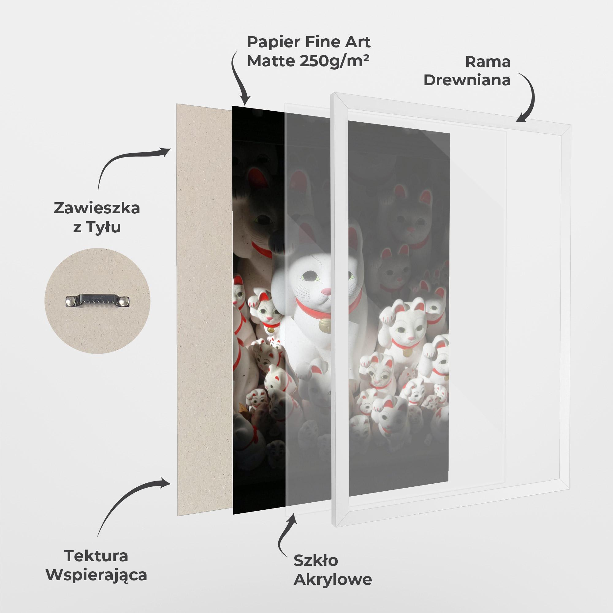 Plakat w Ramie White Lucky Cats mockup 1