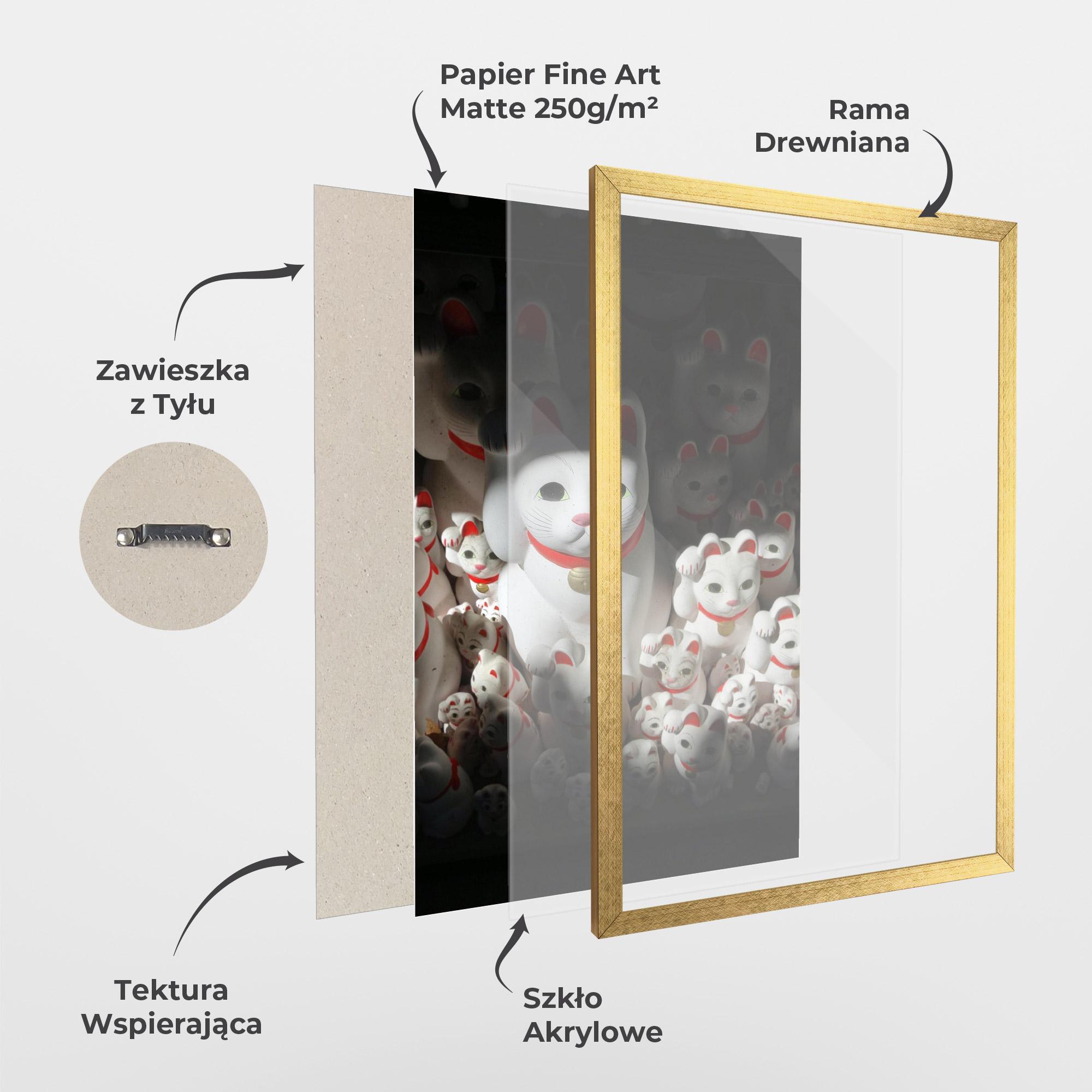 Plakat w Ramie White Lucky Cats mockup 1