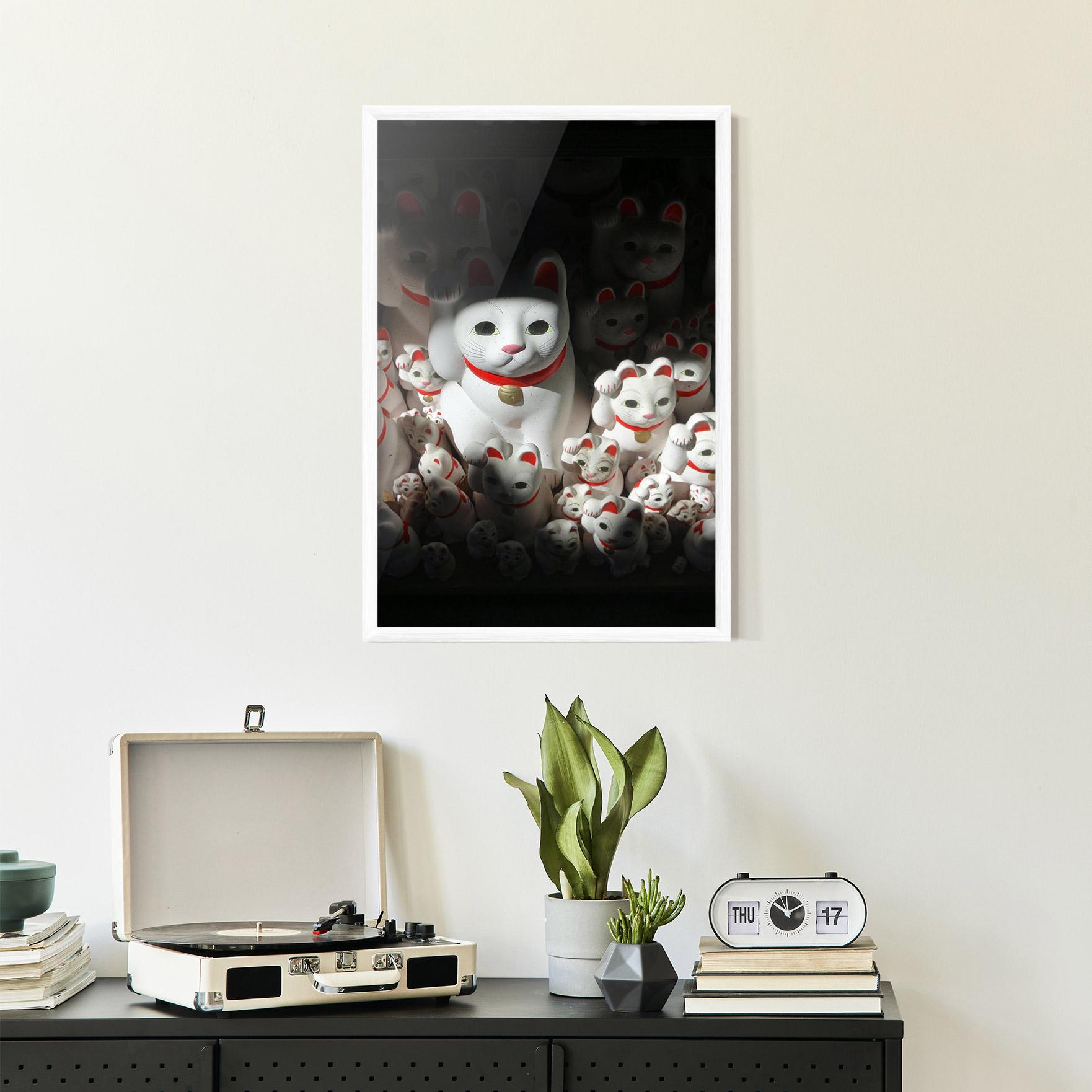 Plakat w Ramie White Lucky Cats mockup 2