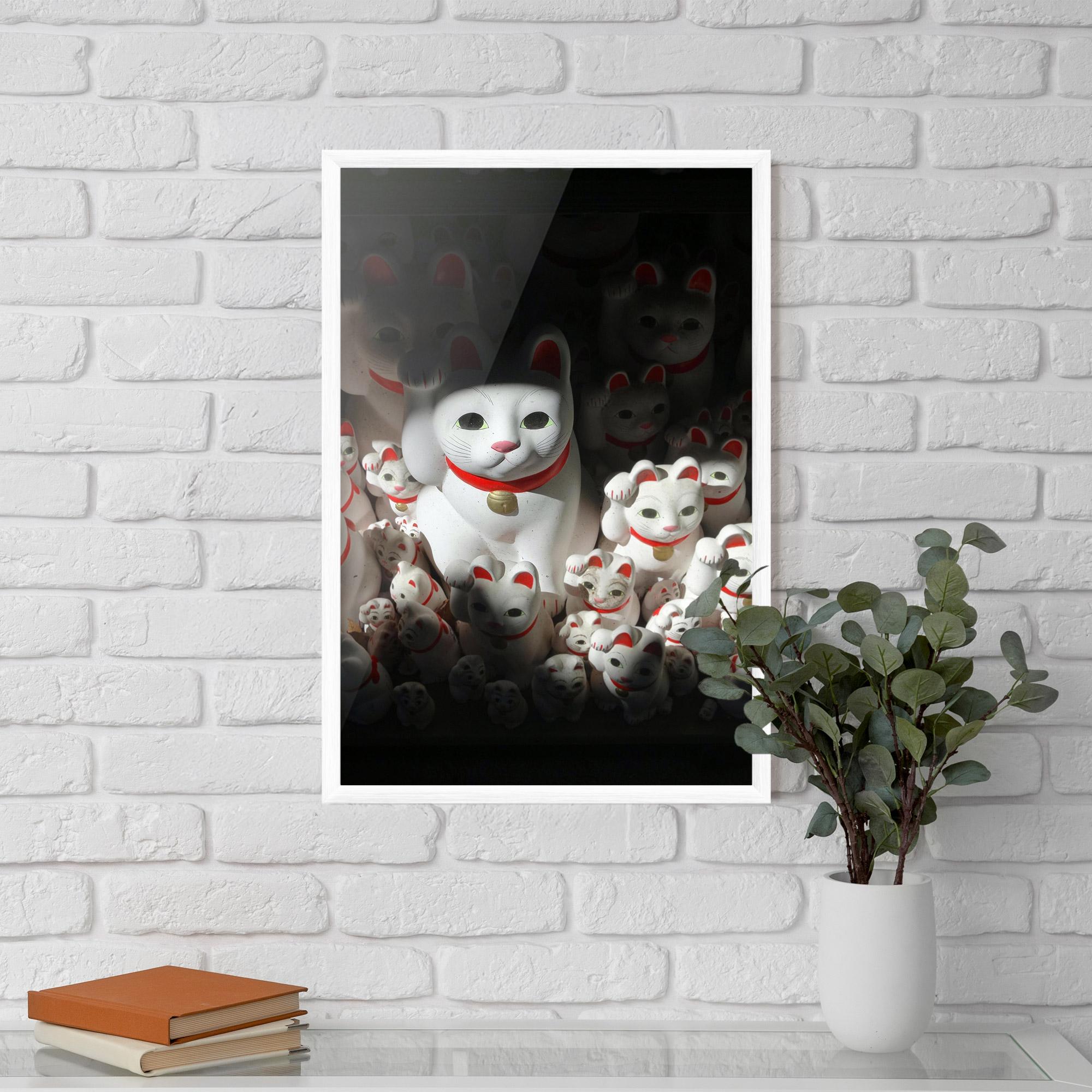 Plakat w Ramie White Lucky Cats mockup 5