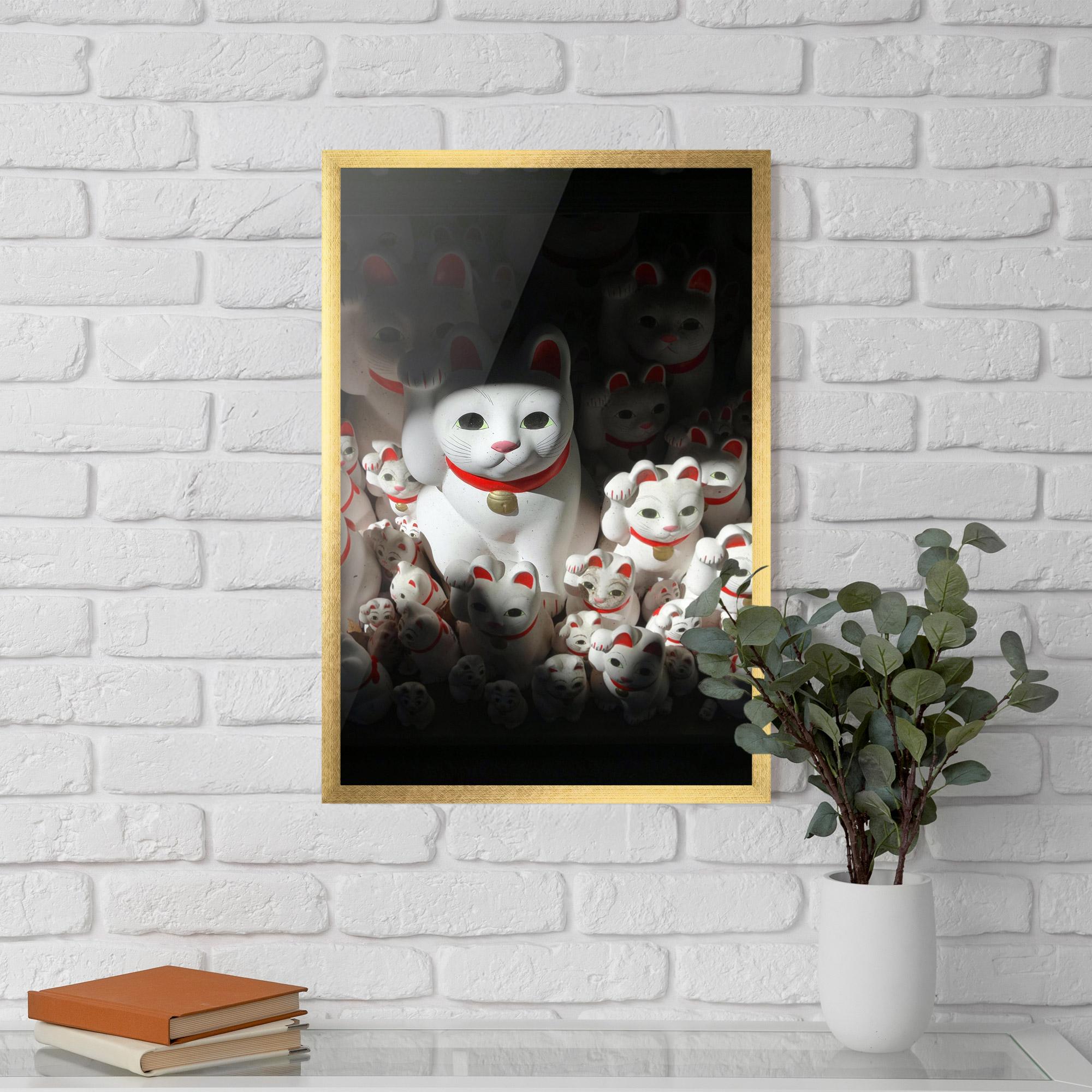 Plakat w Ramie White Lucky Cats mockup 5