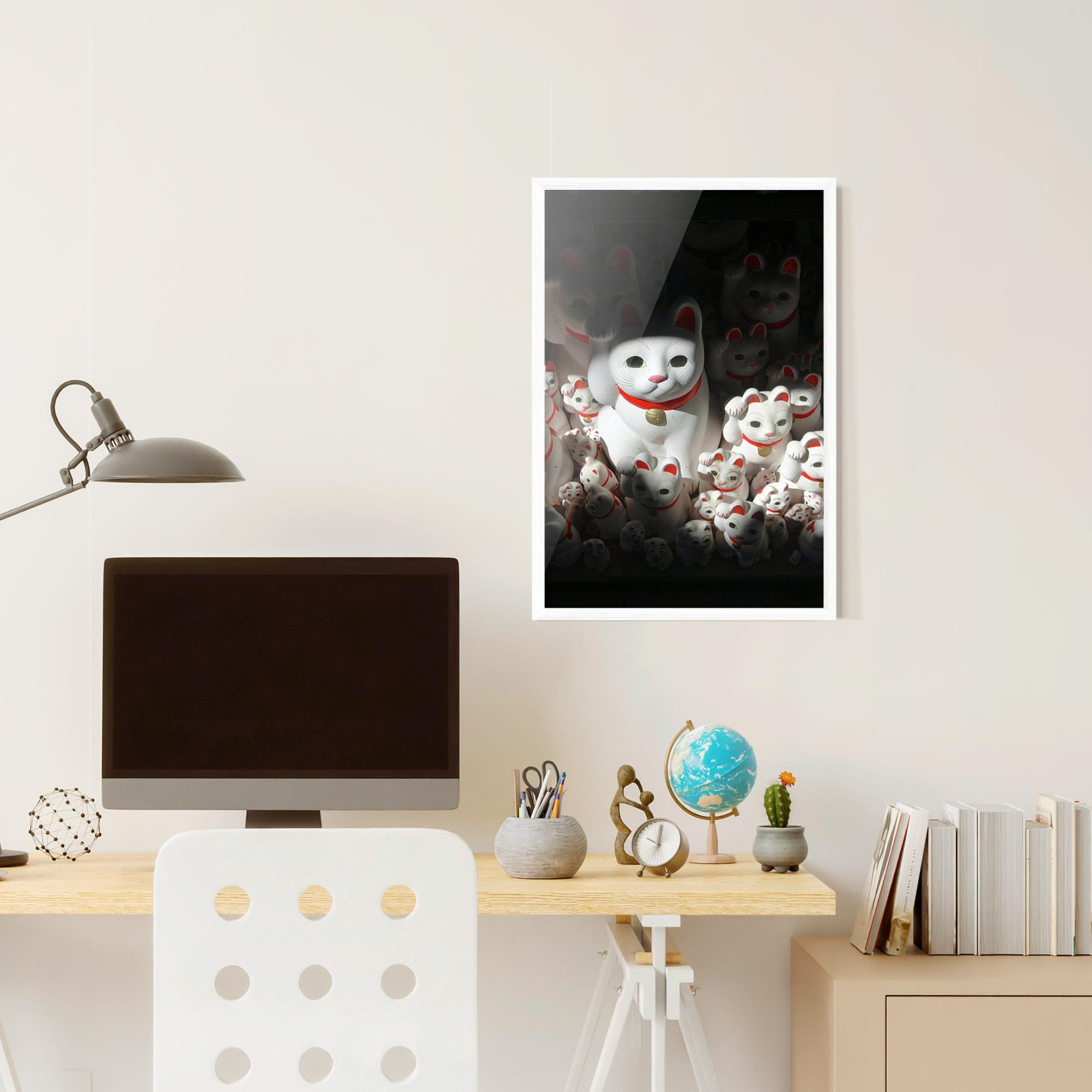 Plakat w Ramie White Lucky Cats mockup 6