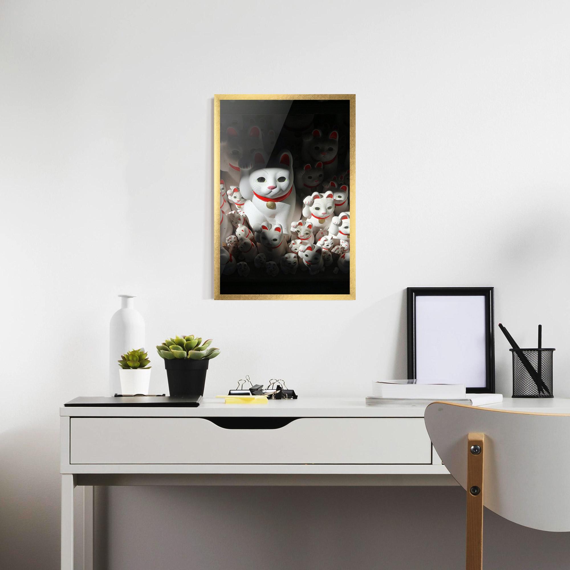 Plakat w Ramie White Lucky Cats mockup 7