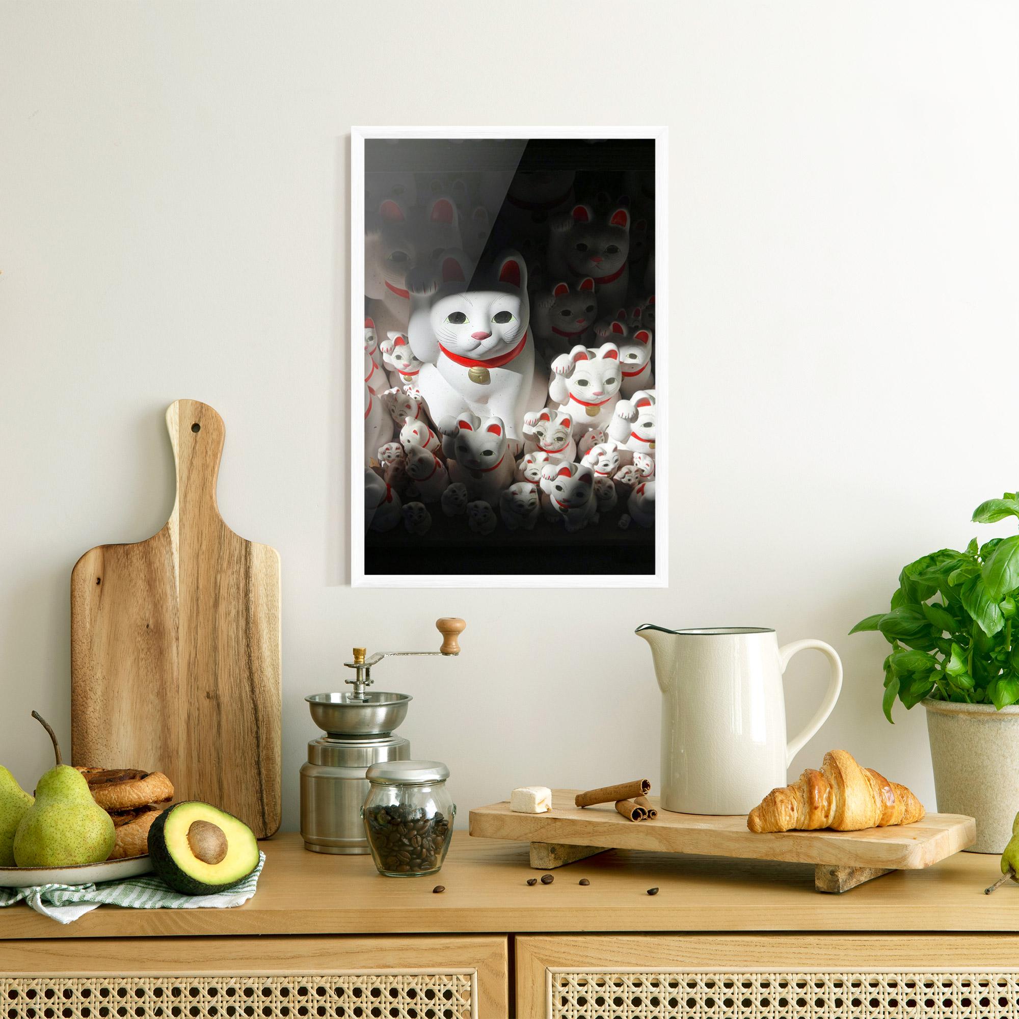 Plakat w Ramie White Lucky Cats mockup 8
