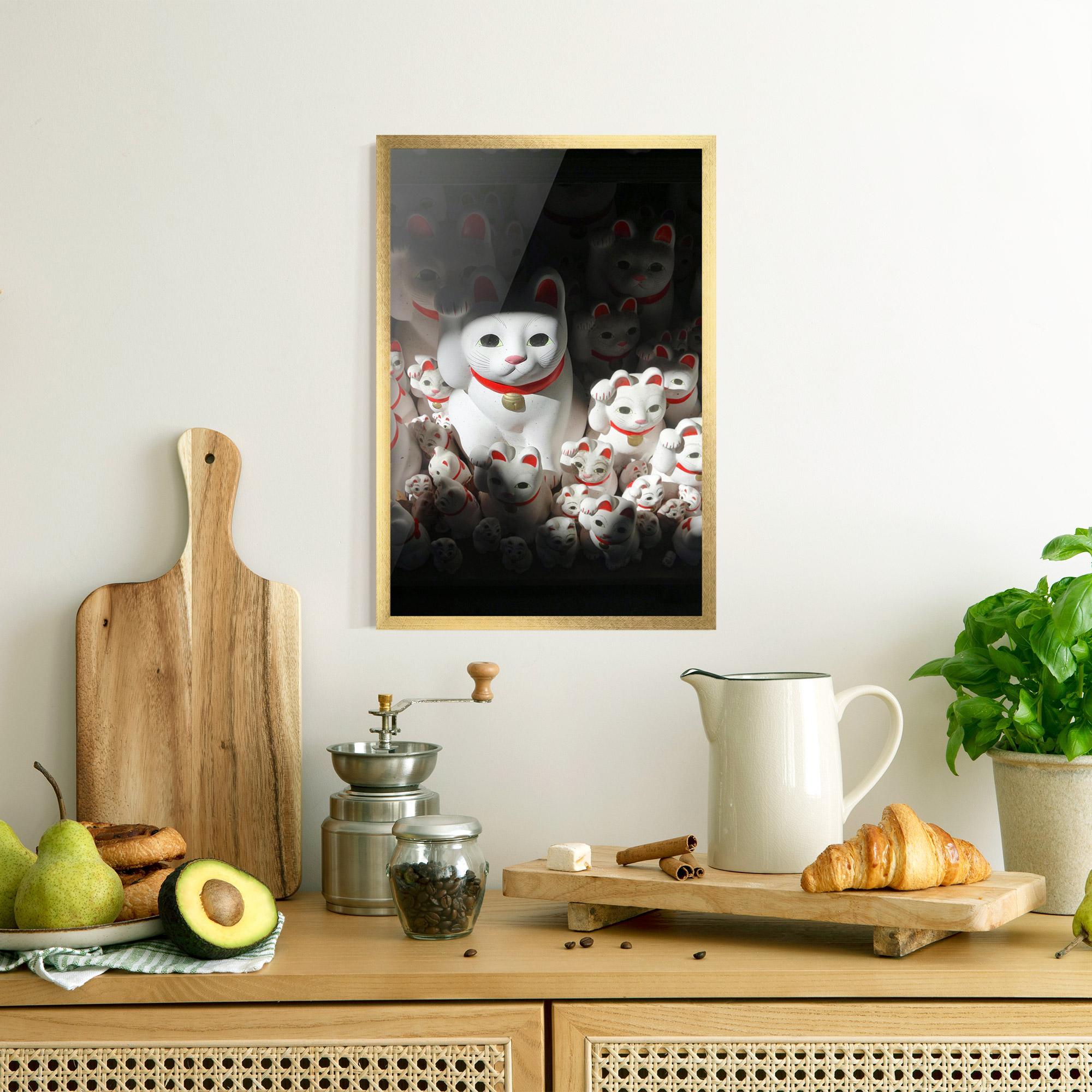 Plakat w Ramie White Lucky Cats mockup 8
