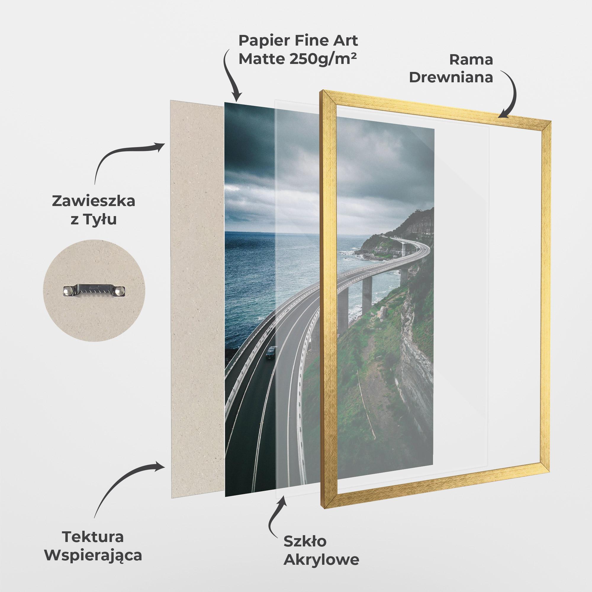 Plakat w Ramie Road Cloudy Day mockup 1