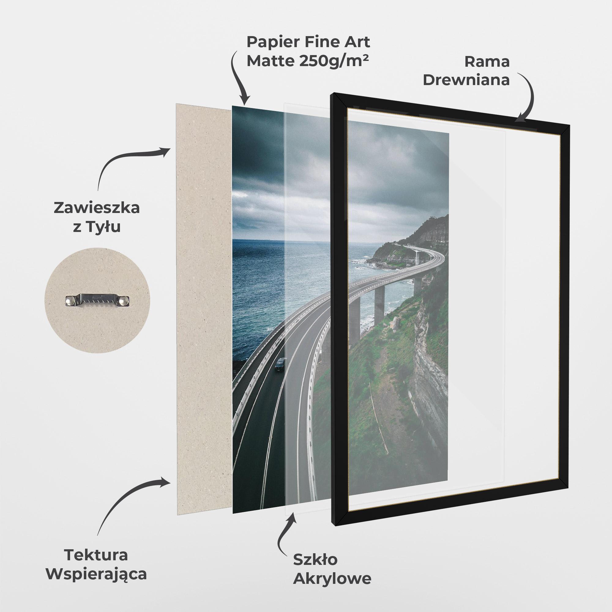 Plakat w Ramie Road Cloudy Day mockup 1