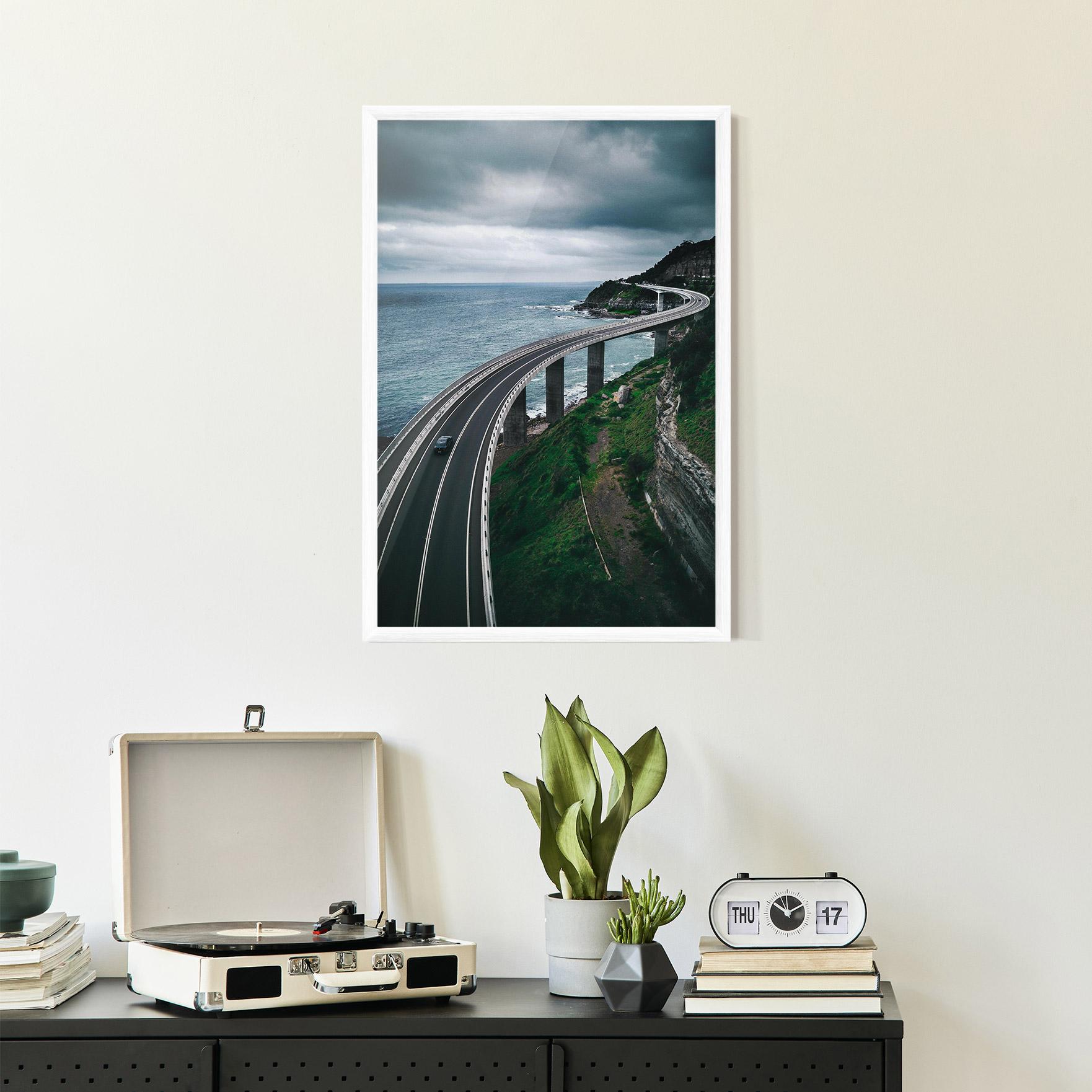 Plakat w Ramie Road Cloudy Day mockup 2