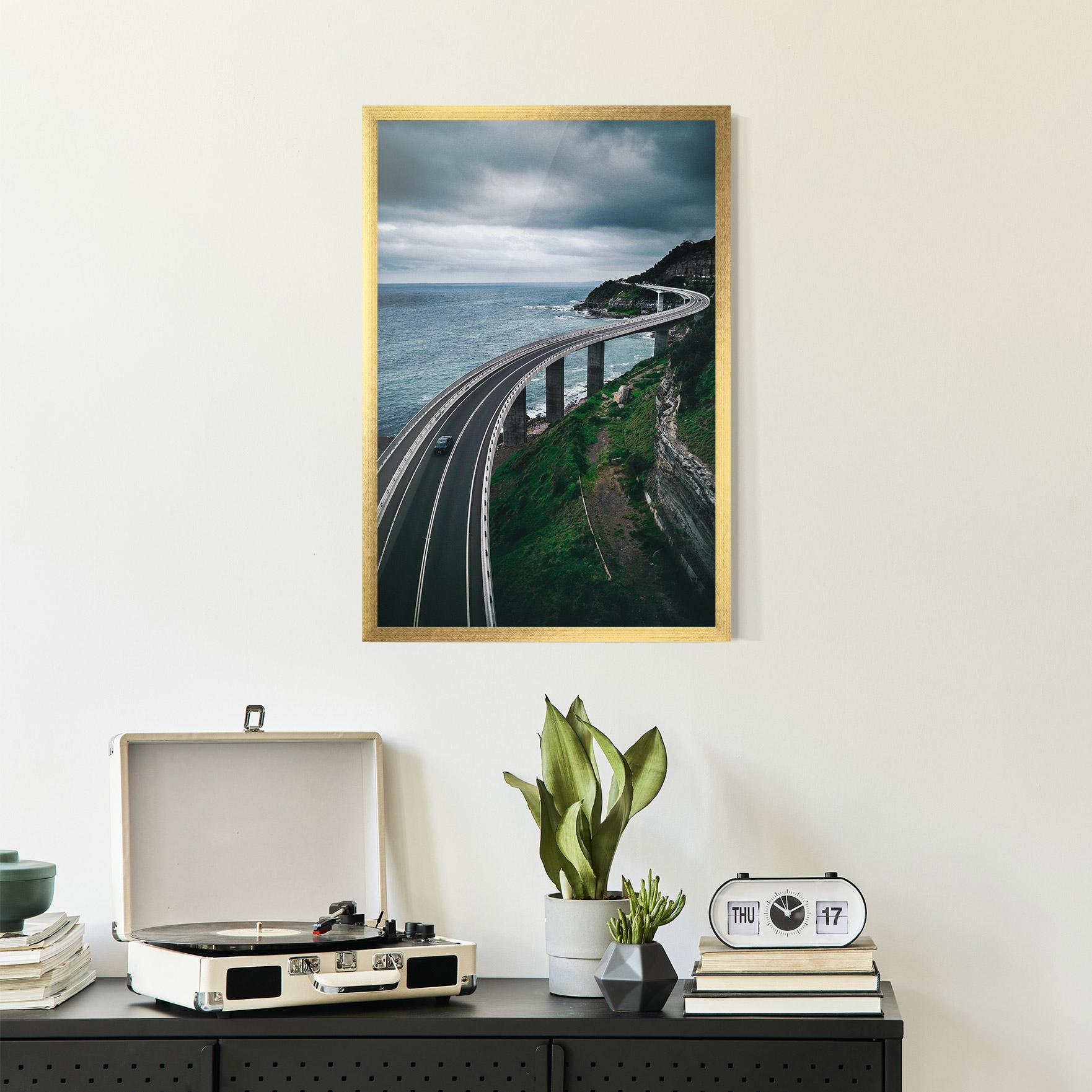 Plakat w Ramie Road Cloudy Day mockup 2