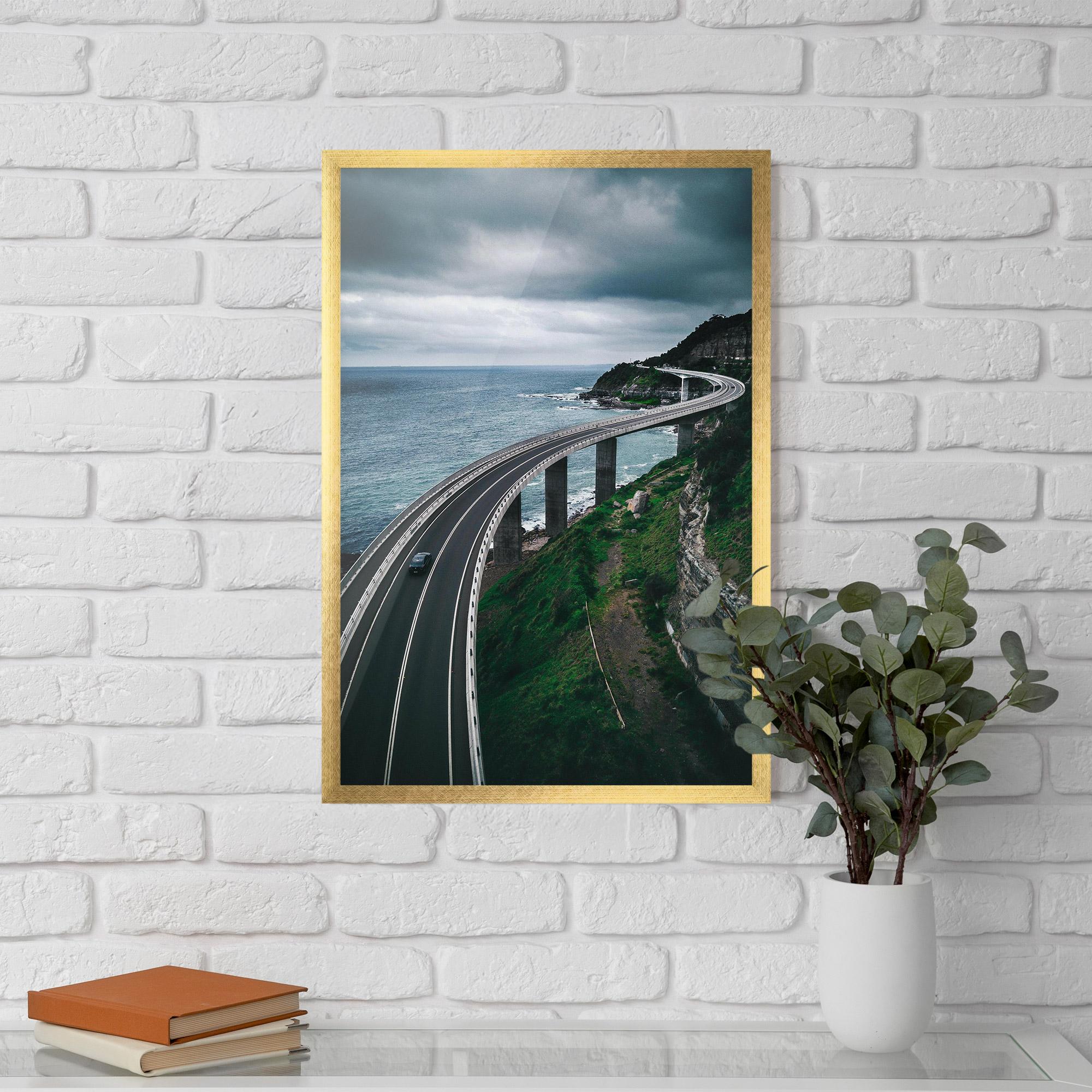 Plakat w Ramie Road Cloudy Day mockup 5