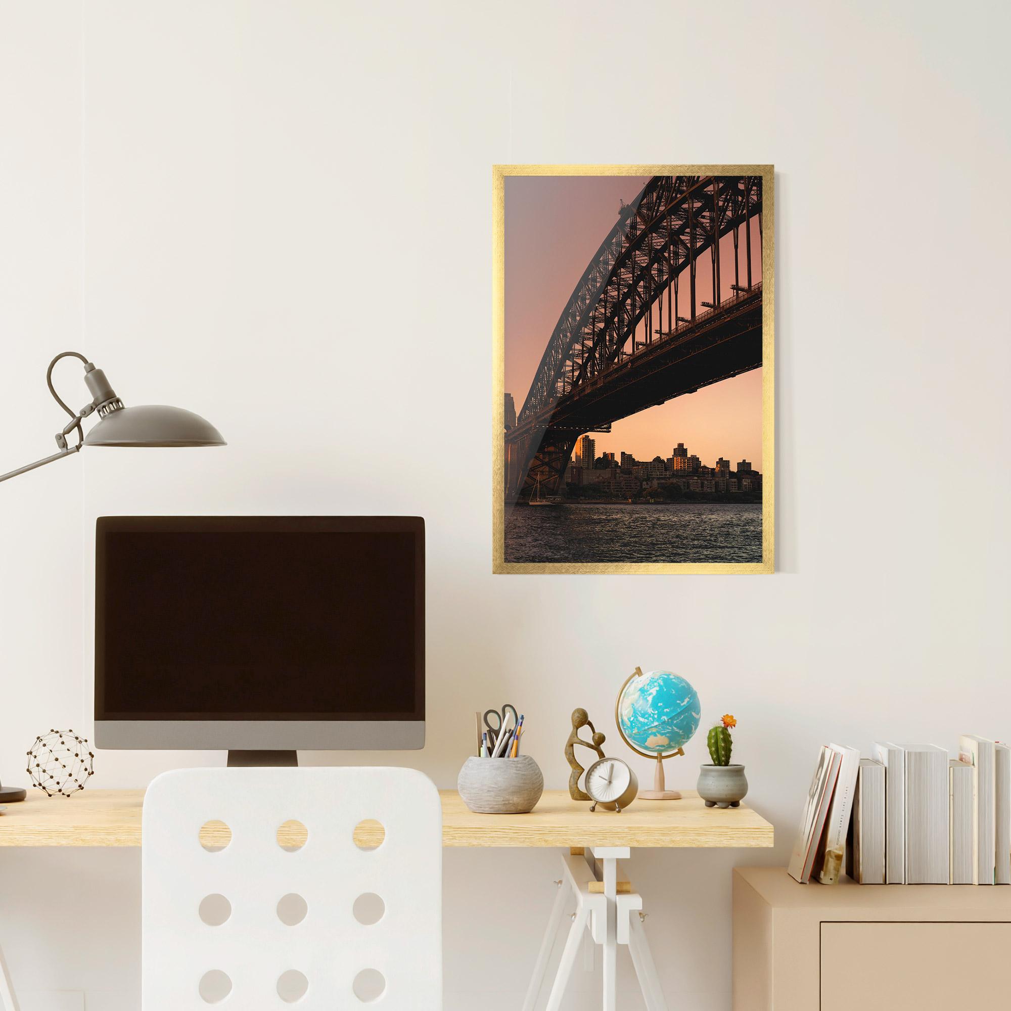 Plakat w Ramie Sunset Harbour Bridge mockup 6