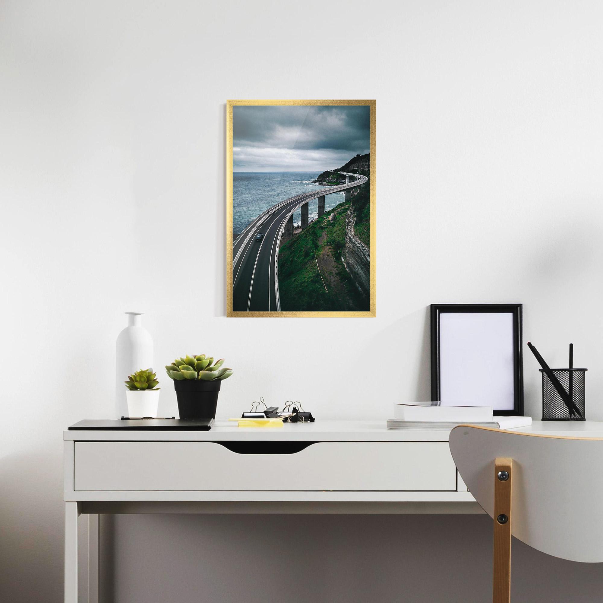 Plakat w Ramie Road Cloudy Day mockup 7