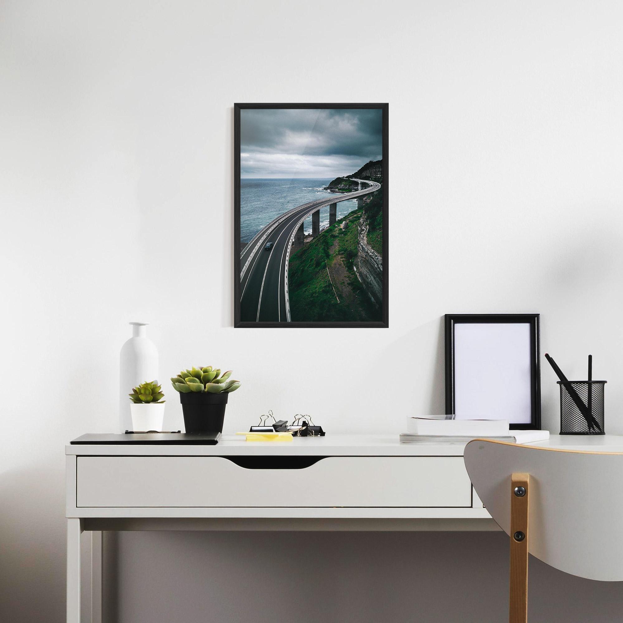 Plakat w Ramie Road Cloudy Day mockup 7