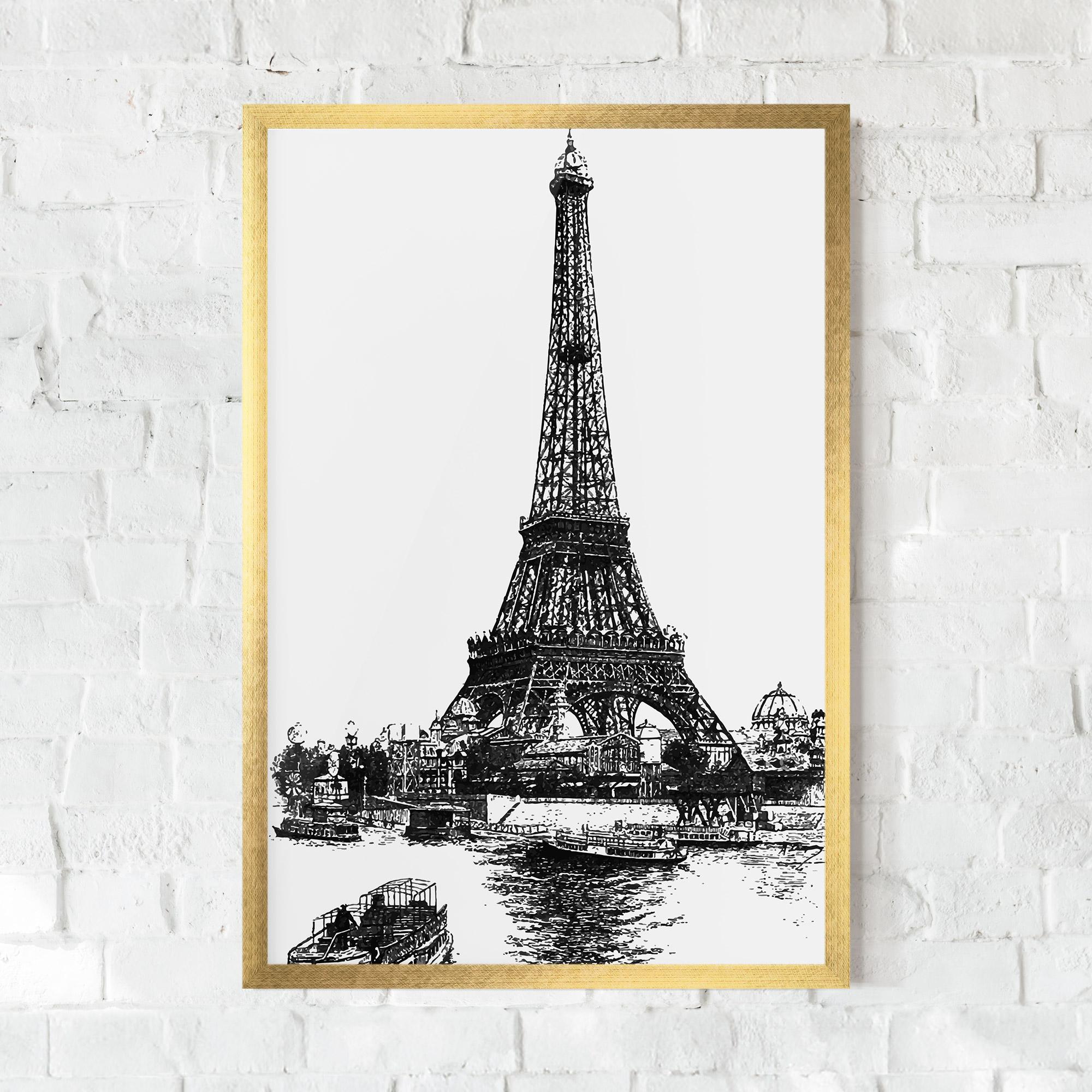 Plakat w Ramie Eiffel Tower Drawing mockup 0