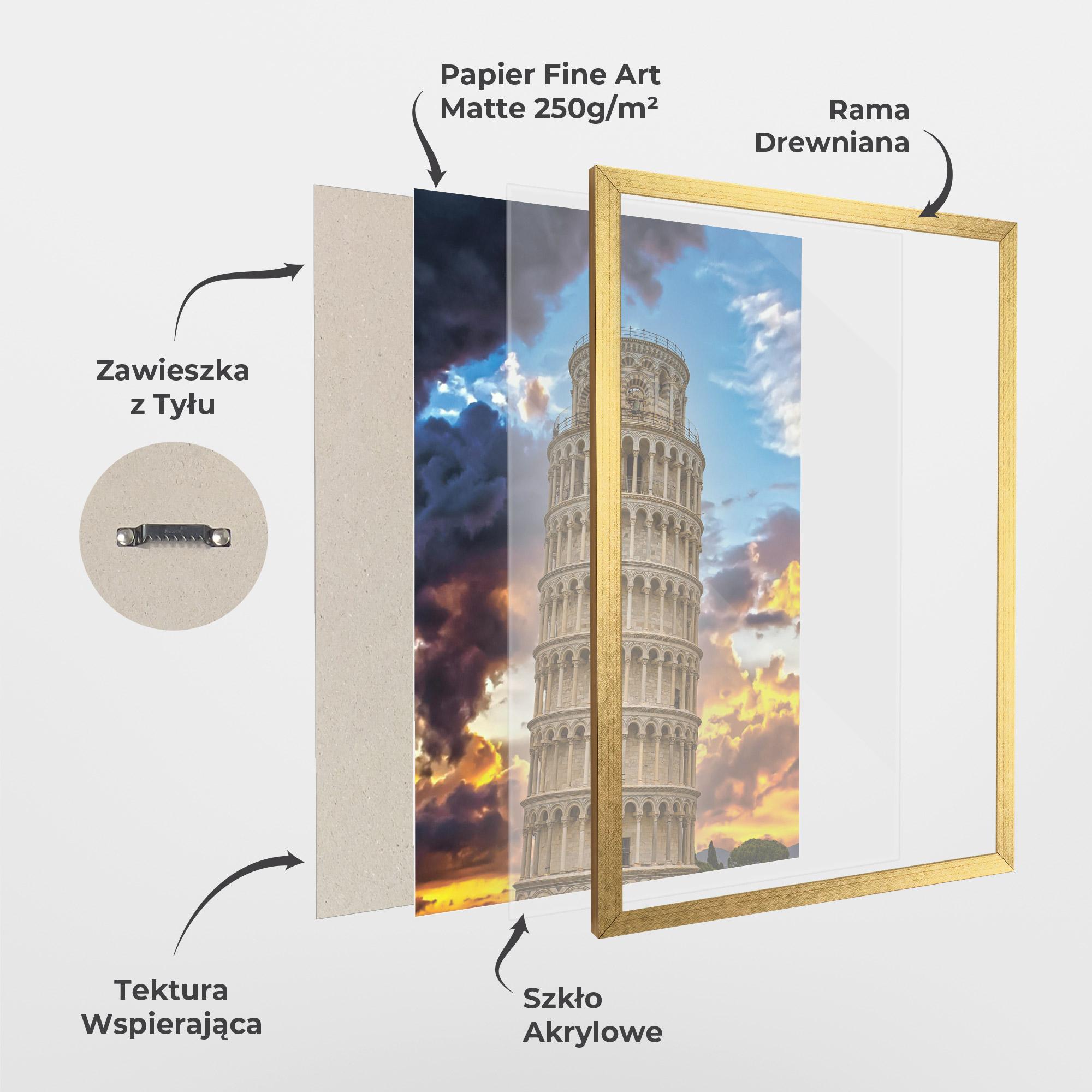 Plakat w Ramie Tower Of Pisa Sunset mockup 1