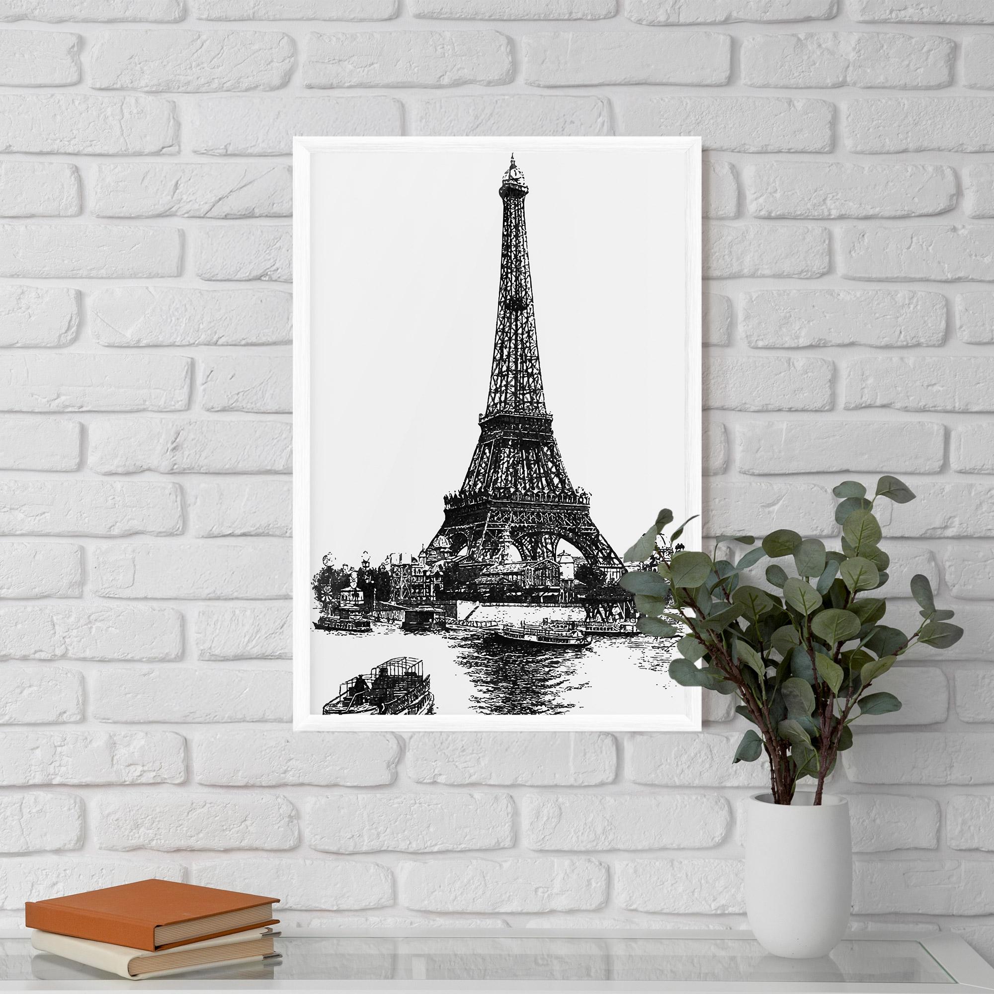 Plakat w Ramie Eiffel Tower Drawing mockup 5
