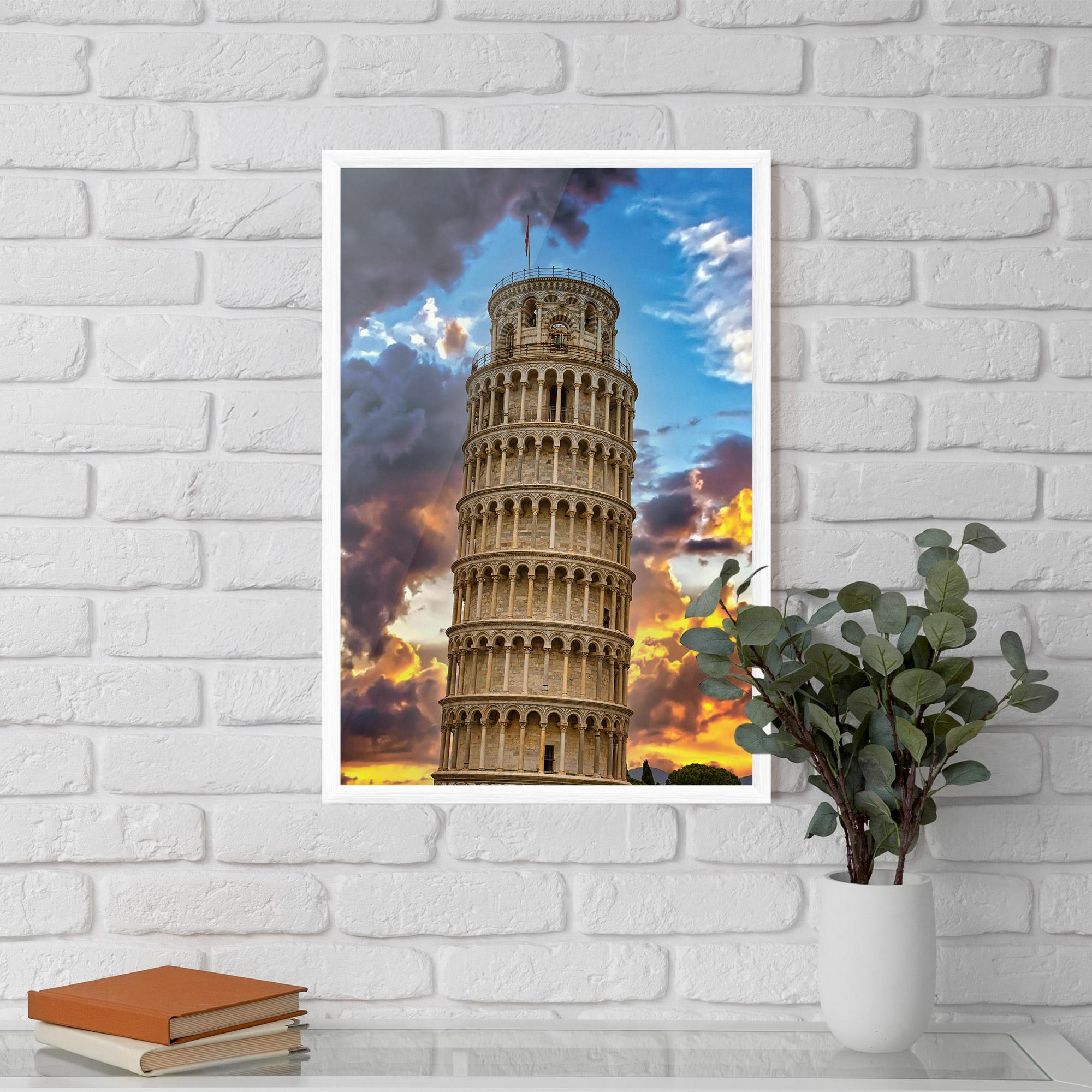 Plakat w Ramie Tower Of Pisa Sunset mockup 5
