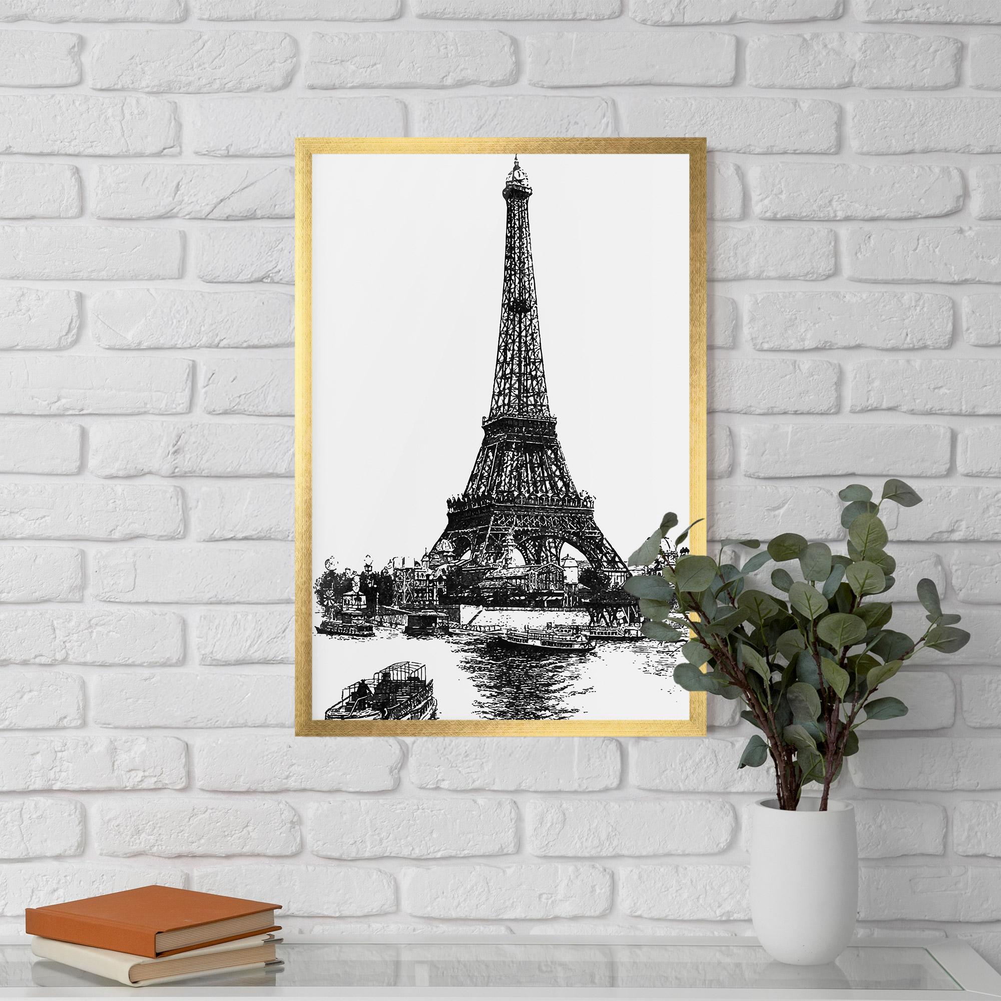 Plakat w Ramie Eiffel Tower Drawing mockup 5