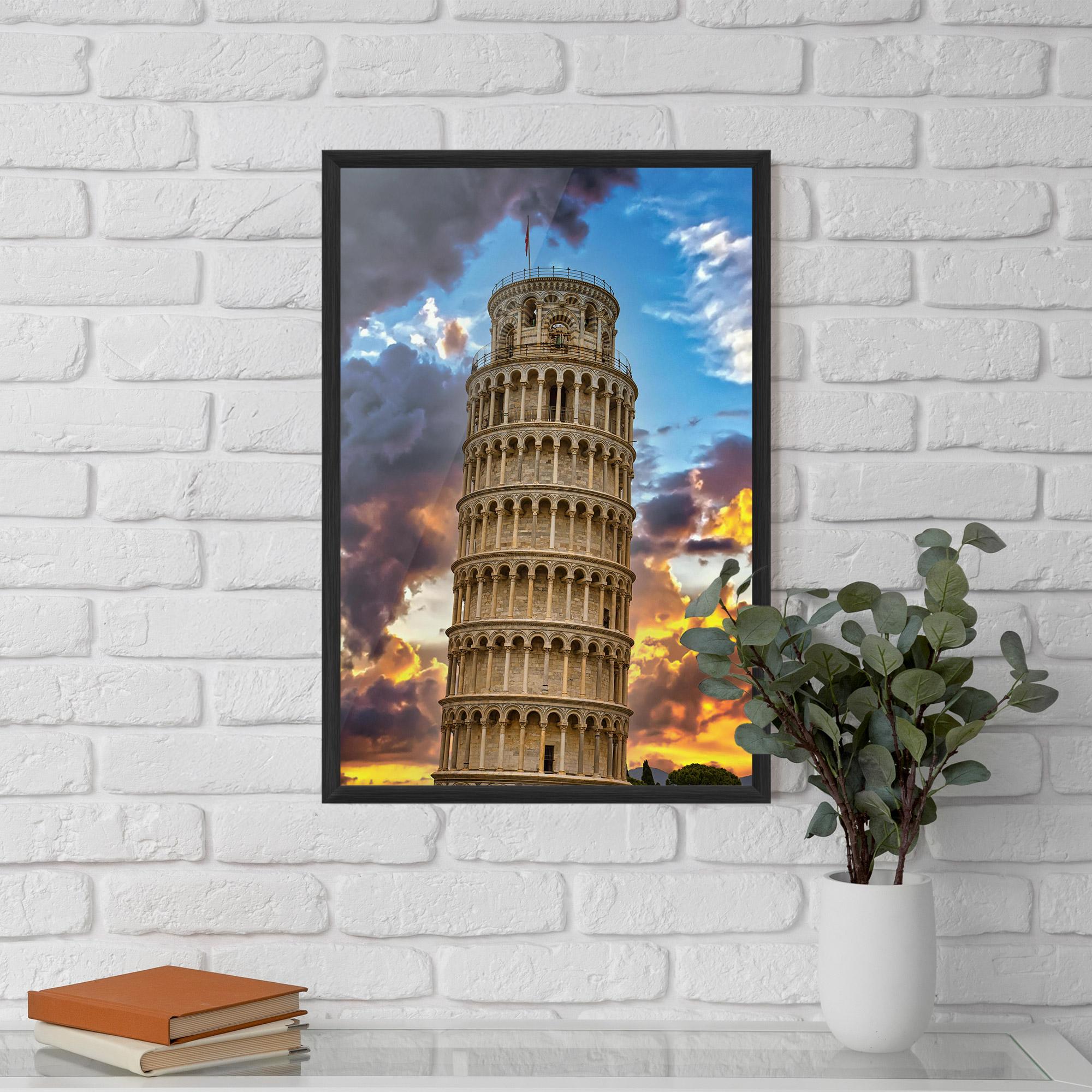 Plakat w Ramie Tower Of Pisa Sunset mockup 5
