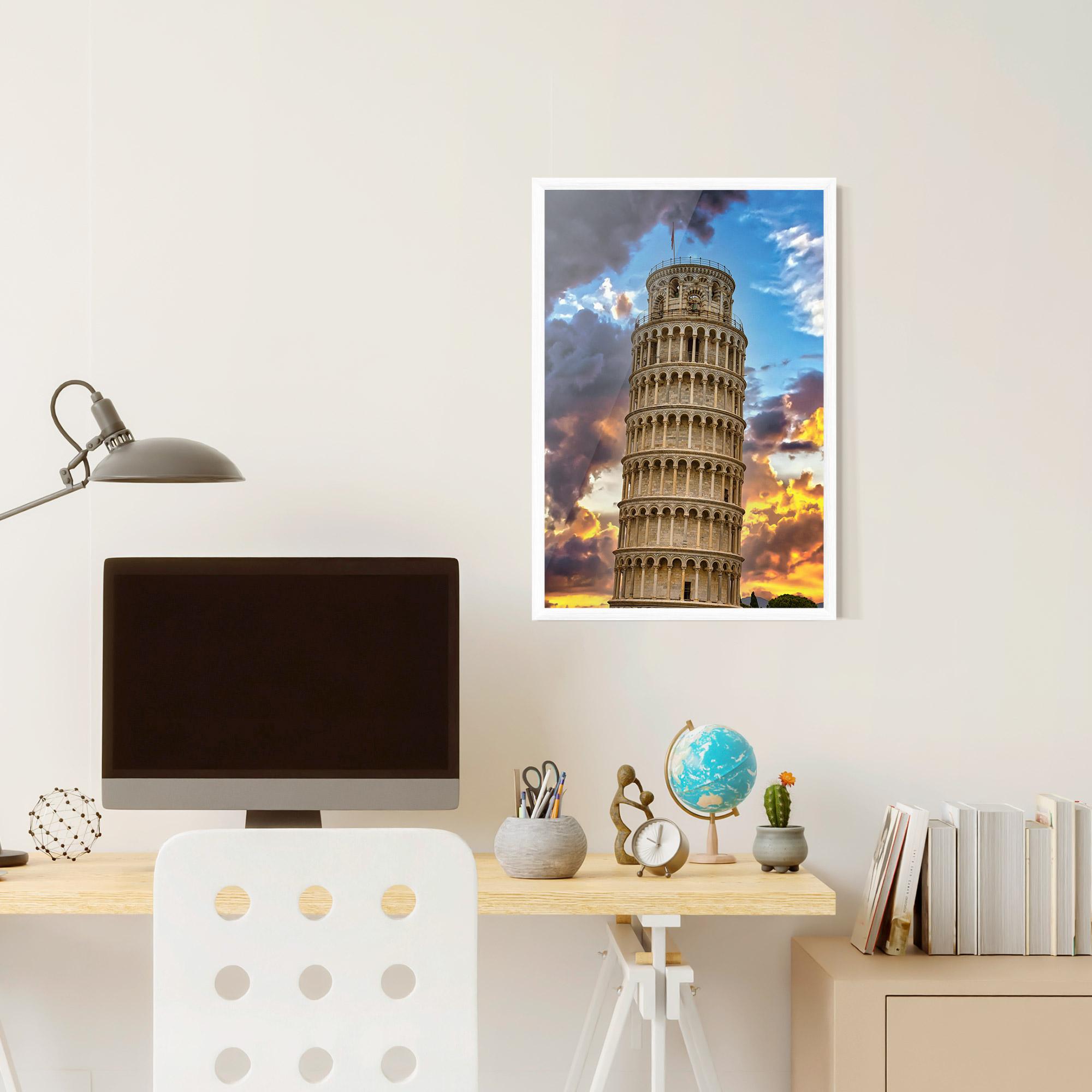Plakat w Ramie Tower Of Pisa Sunset mockup 6