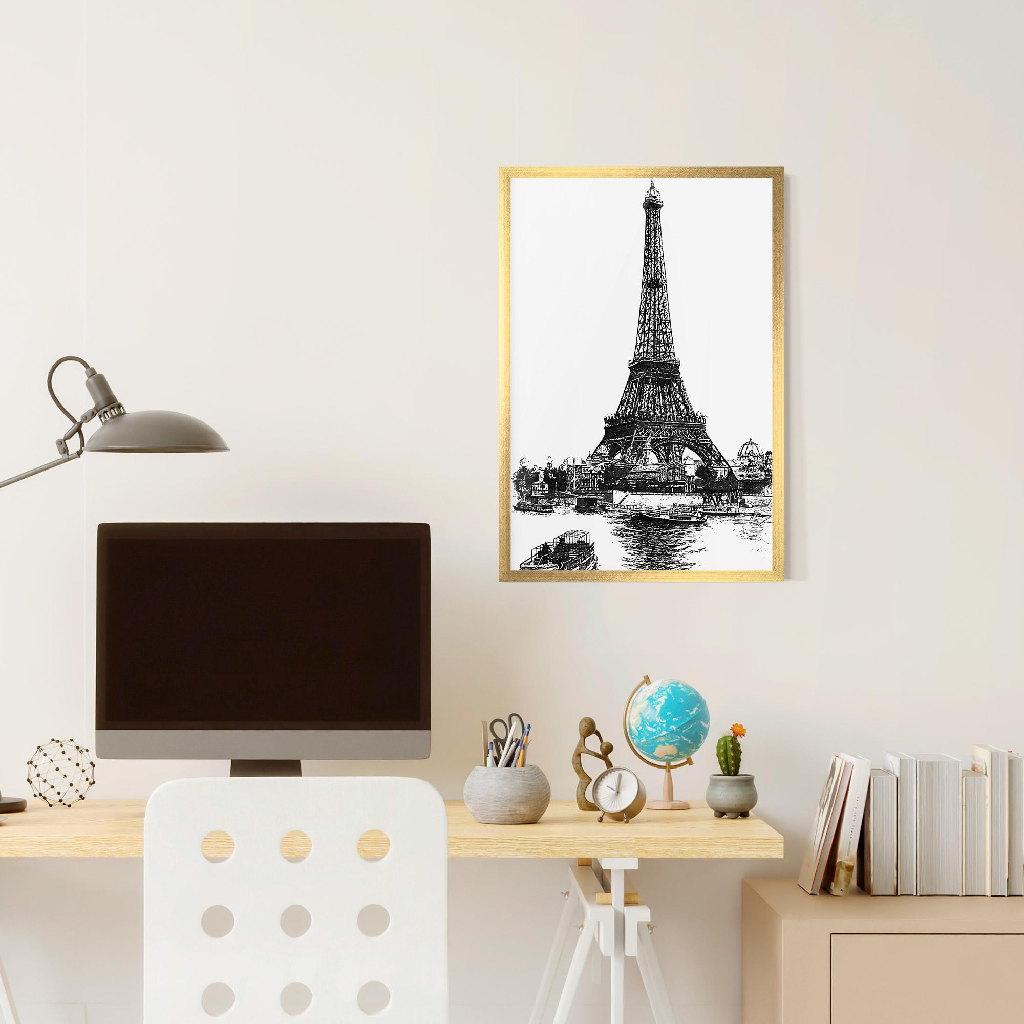 Plakat w Ramie Eiffel Tower Drawing mockup 6