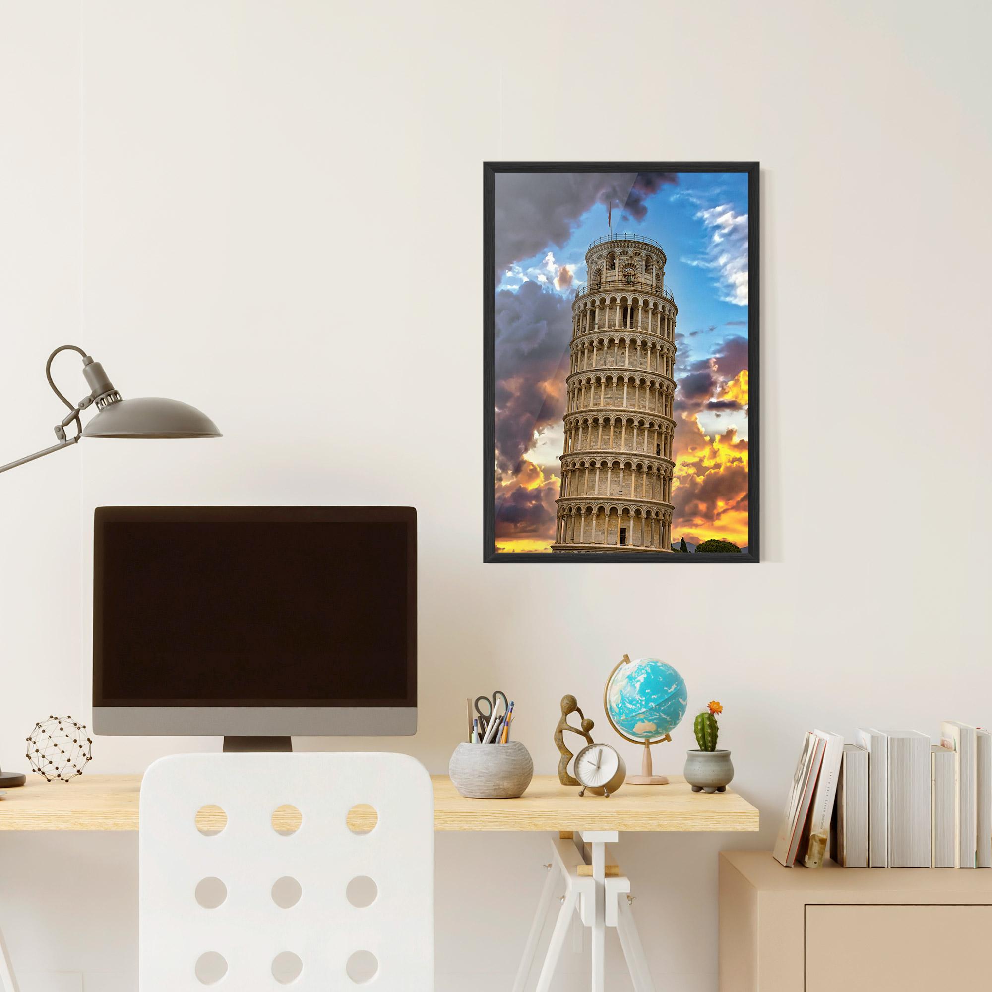 Plakat w Ramie Tower Of Pisa Sunset mockup 6