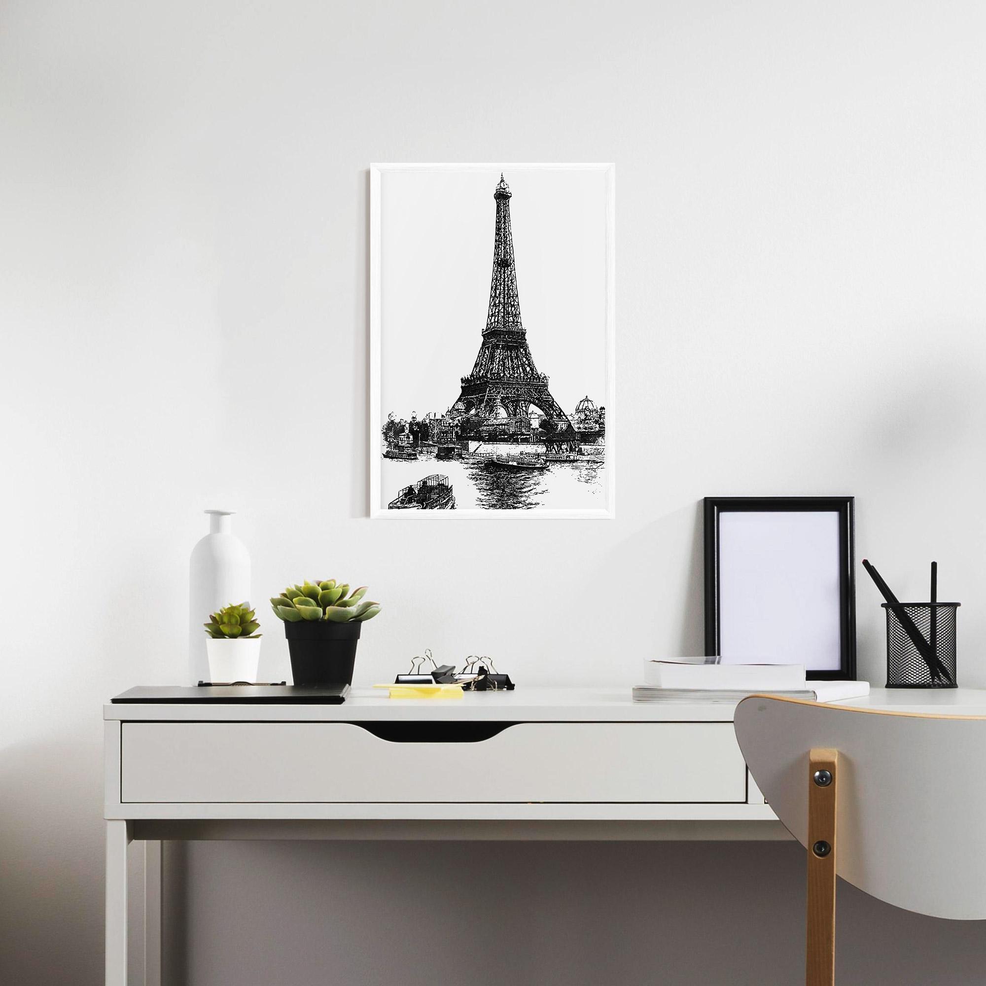 Plakat w Ramie Eiffel Tower Drawing mockup 7