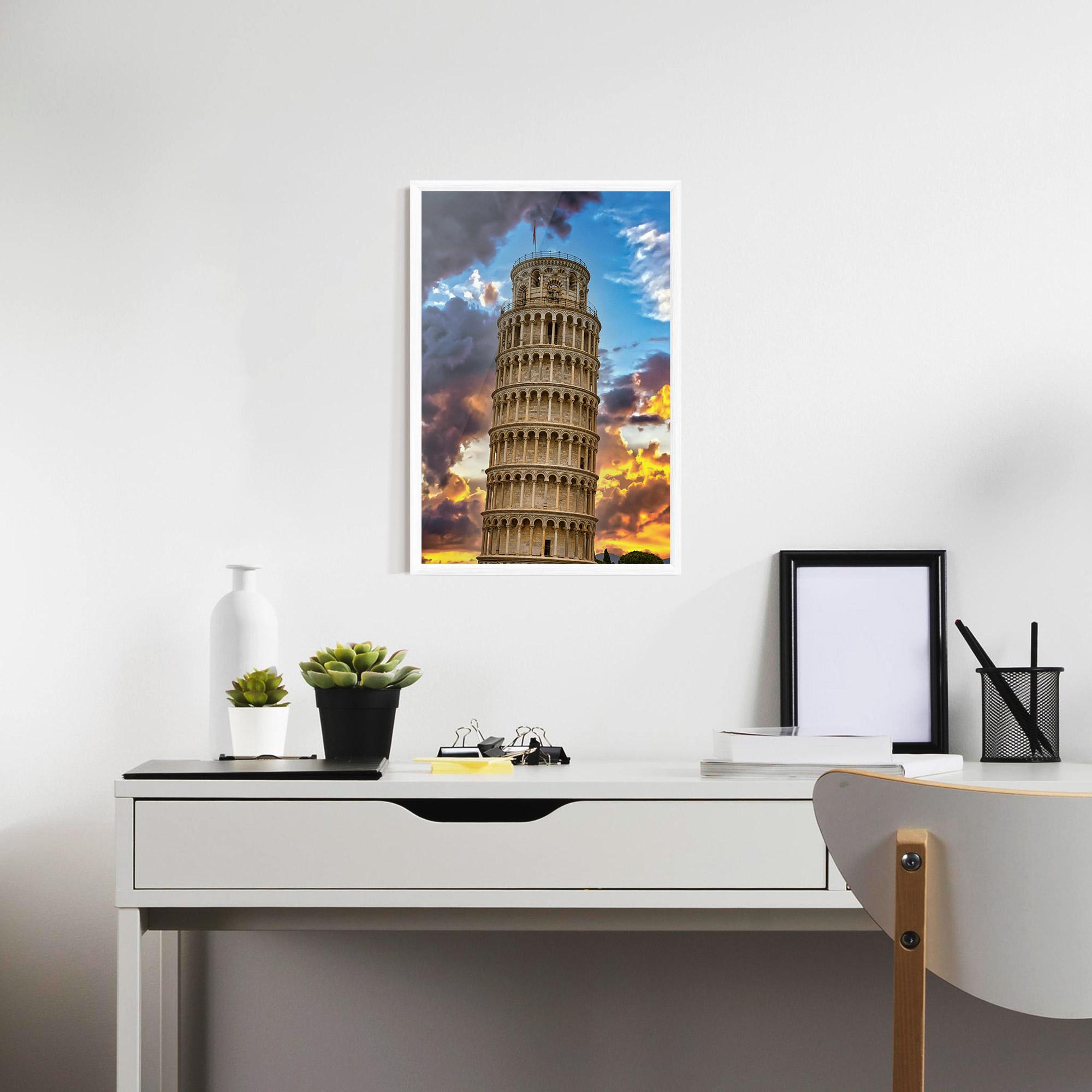 Plakat w Ramie Tower Of Pisa Sunset mockup 7