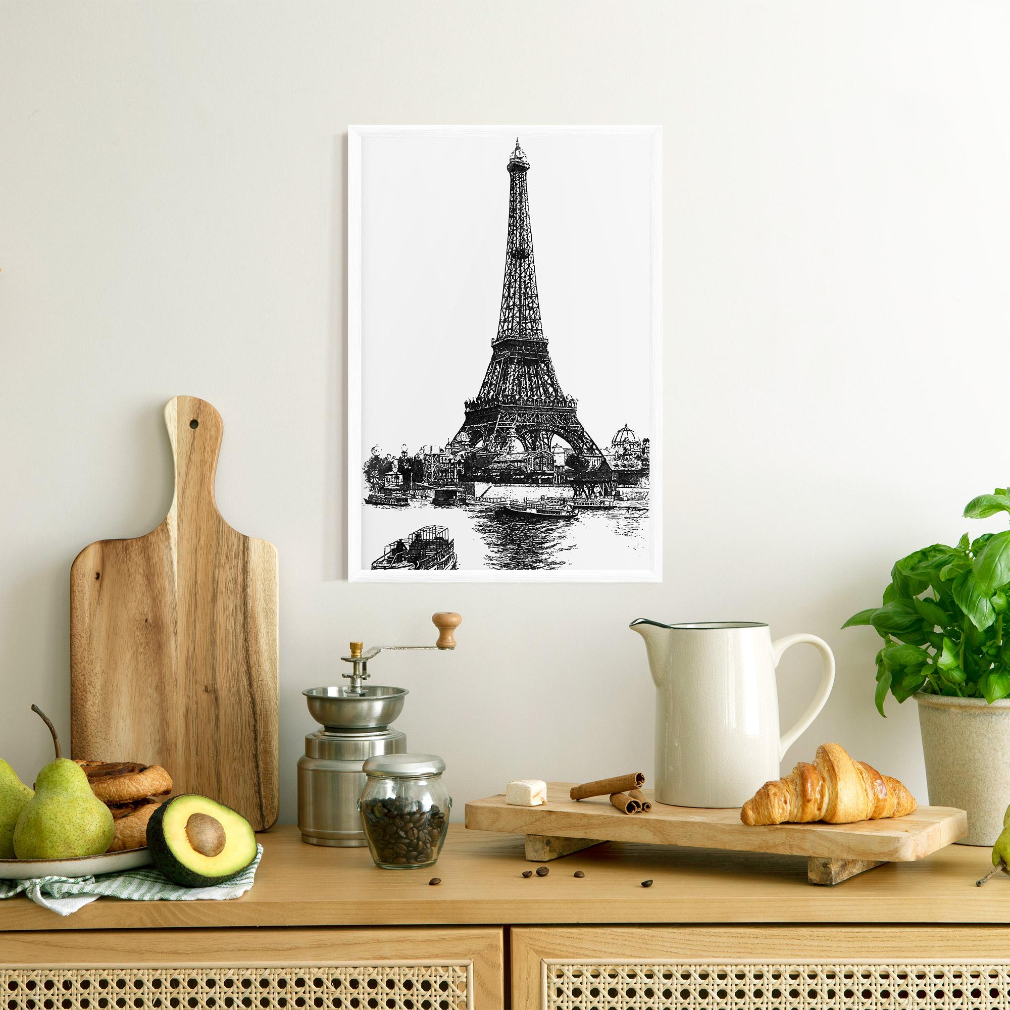 Plakat w Ramie Eiffel Tower Drawing mockup 8