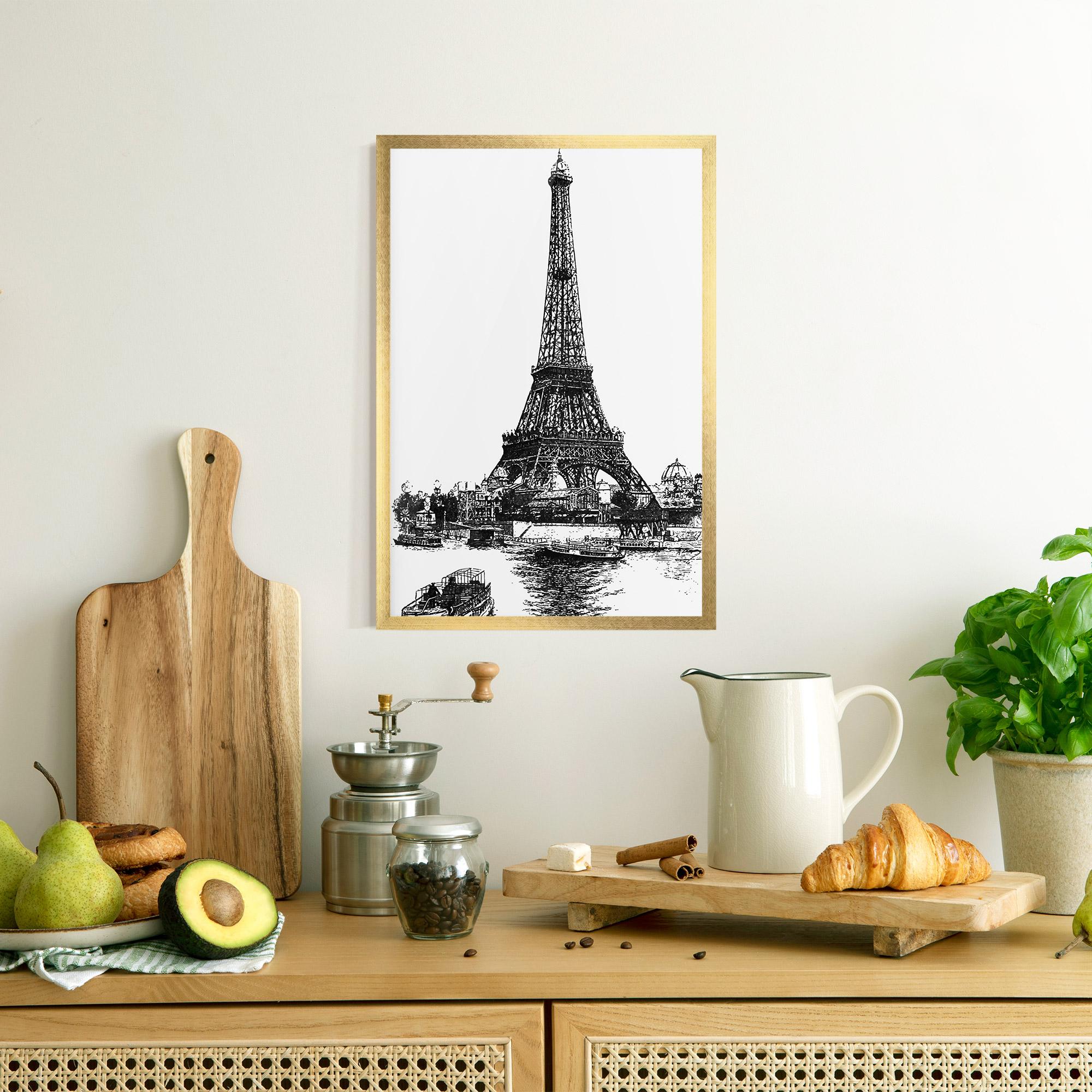 Plakat w Ramie Eiffel Tower Drawing mockup 8